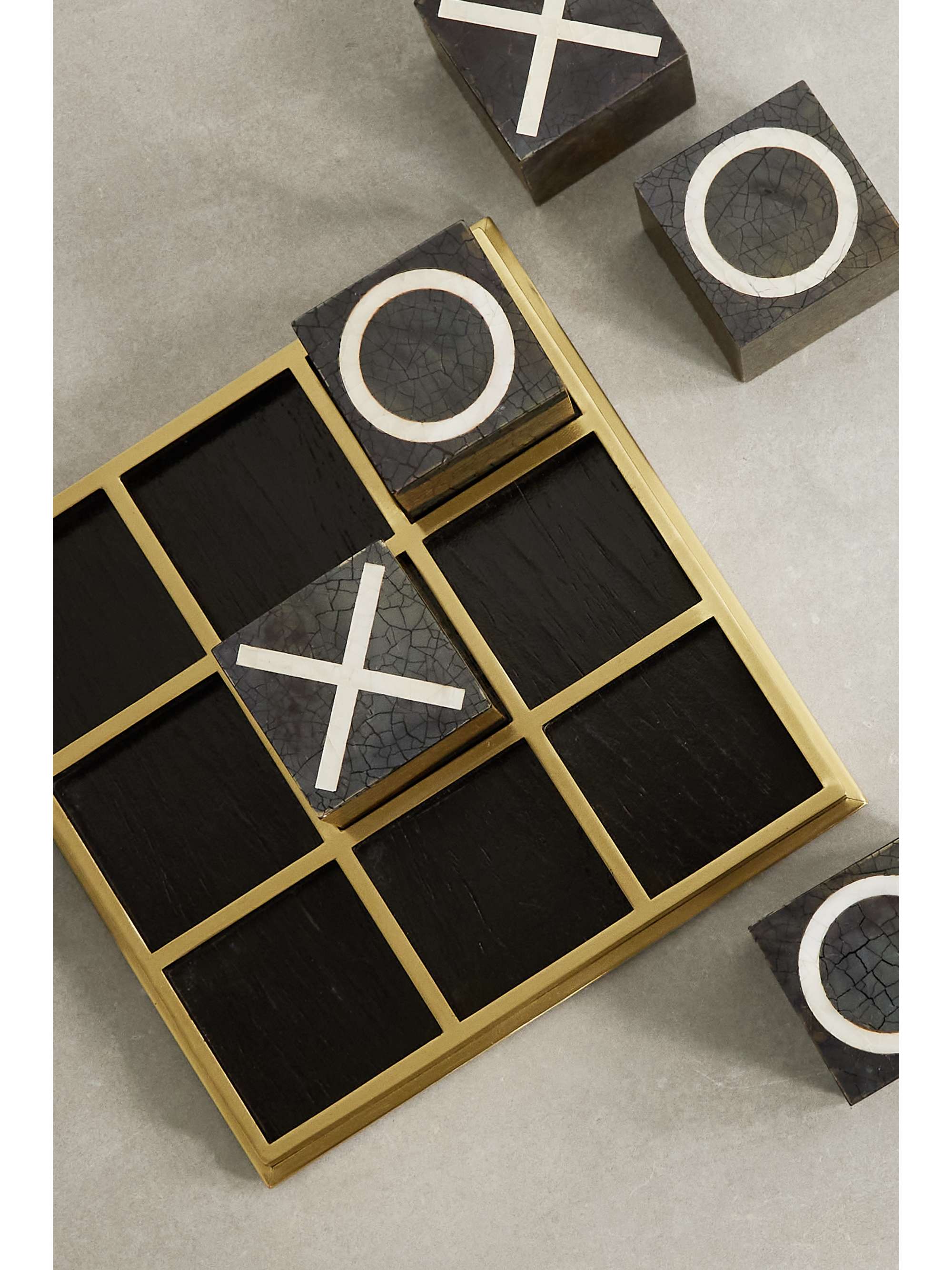 L'OBJET Deco resin, shell and brass tic-tac-toe set