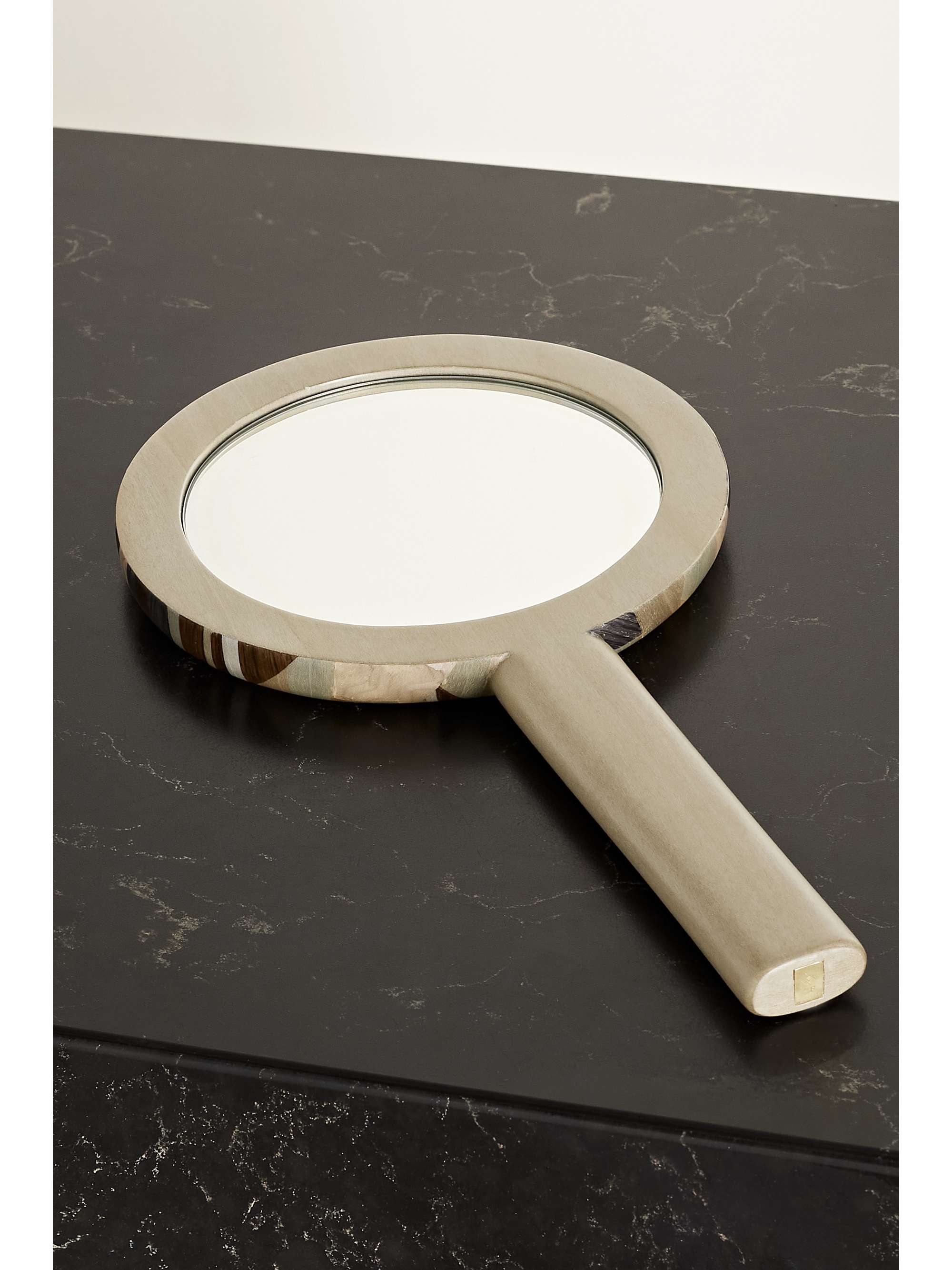 SILVIA FURMANOVICH Marquetry wood hand mirror