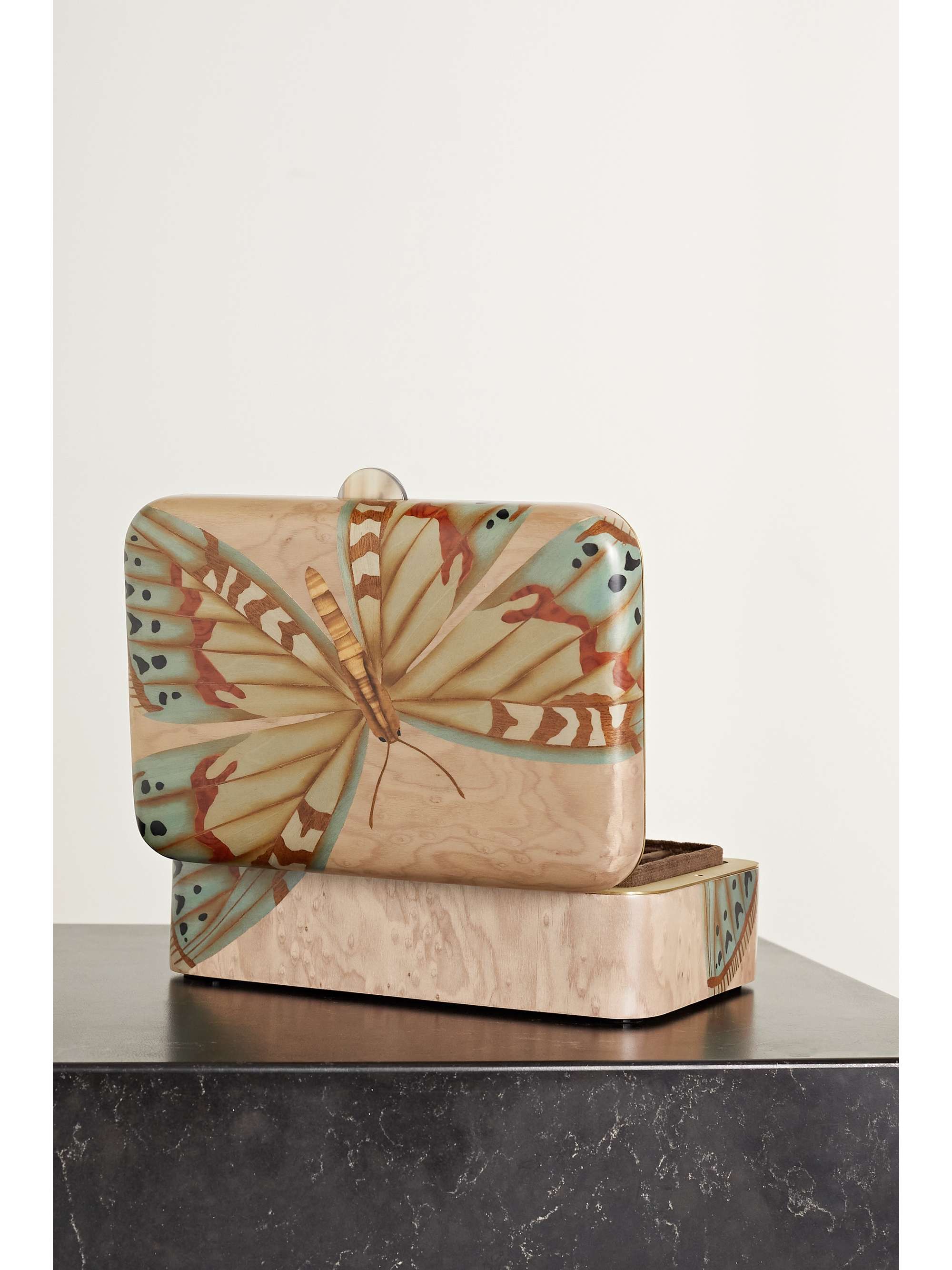 SILVIA FURMANOVICH Marquetry wood, gold-tone and agate jewelry box