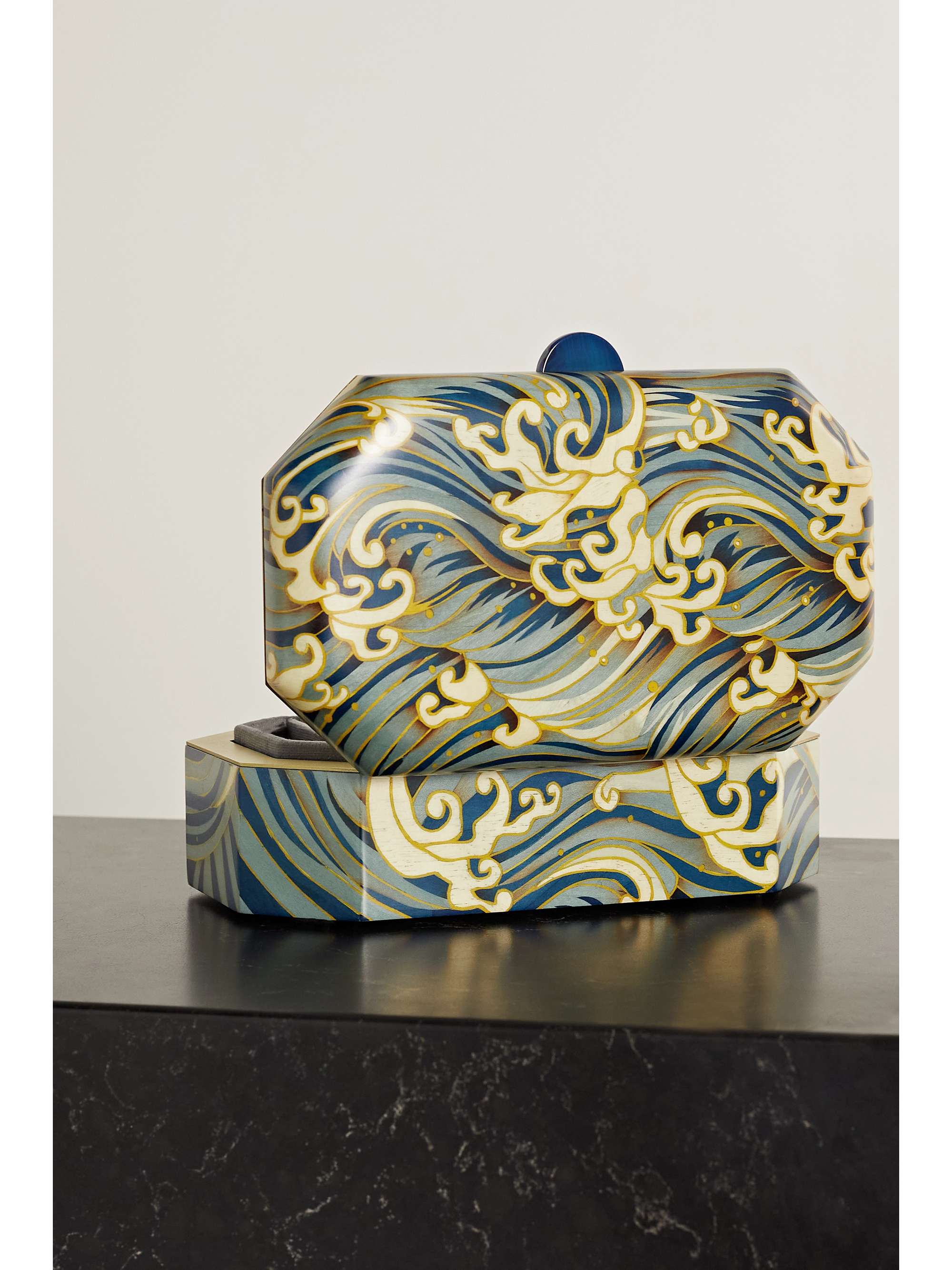 SILVIA FURMANOVICH Marquetry wood, gold-tone and agate jewelry box