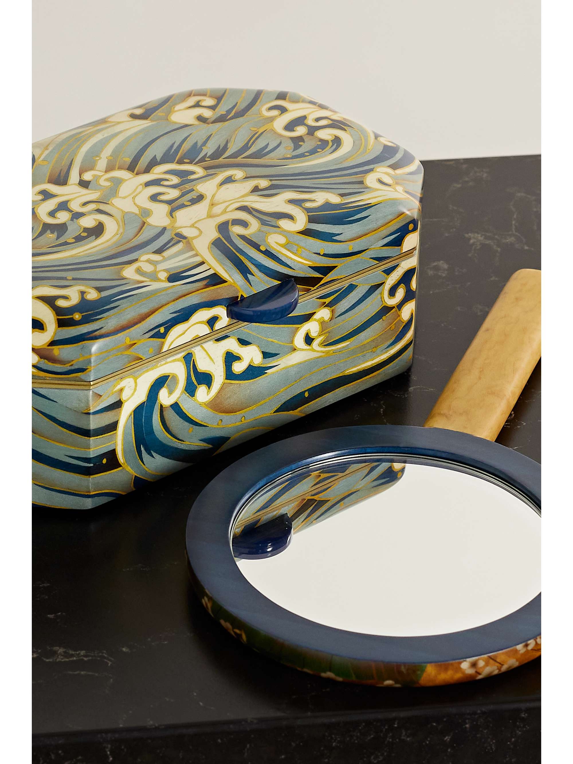 SILVIA FURMANOVICH Marquetry wood, gold-tone and agate jewelry box