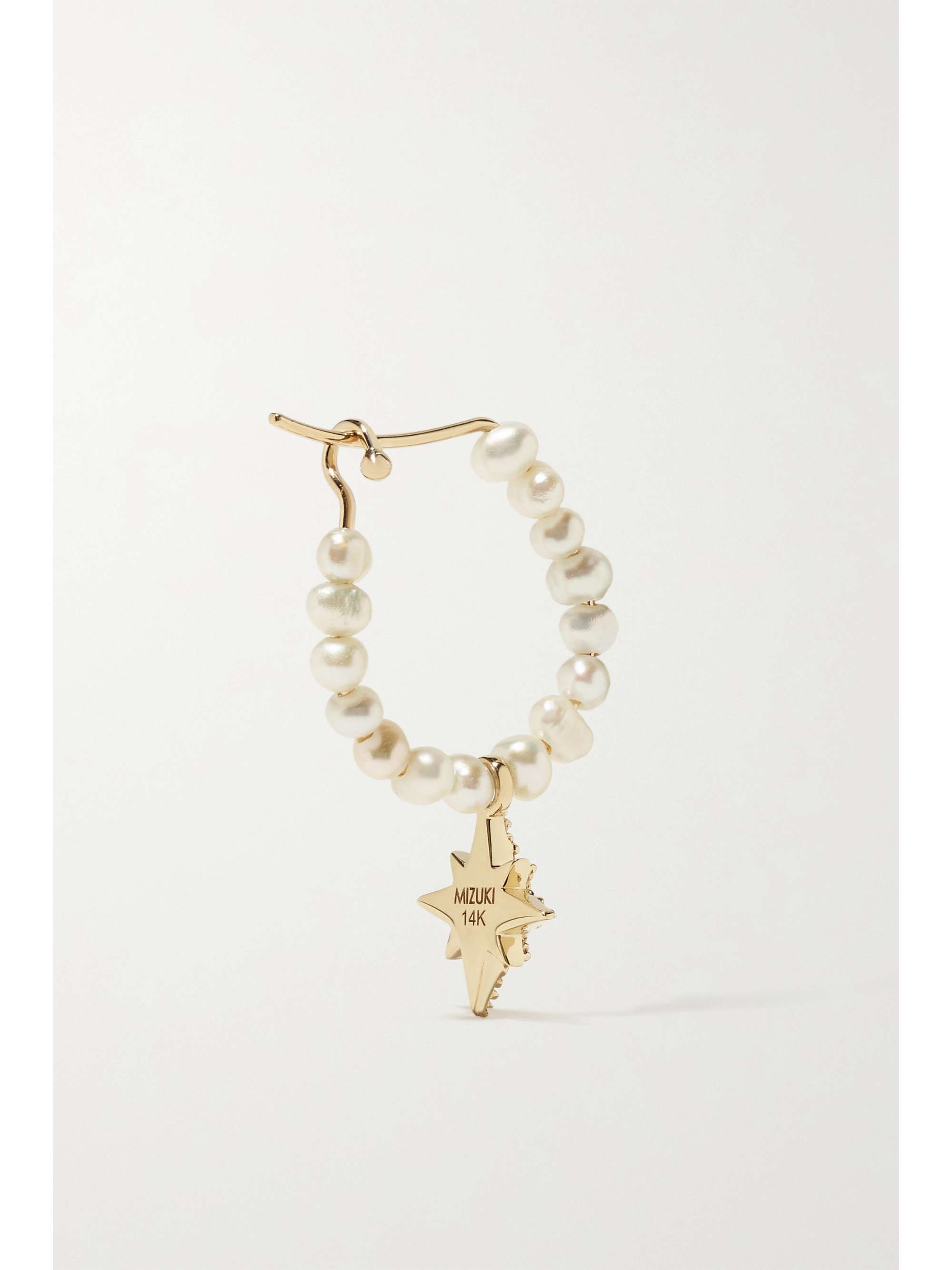 MIZUKI 14-karat gold, pearl and diamond hoop earrings
