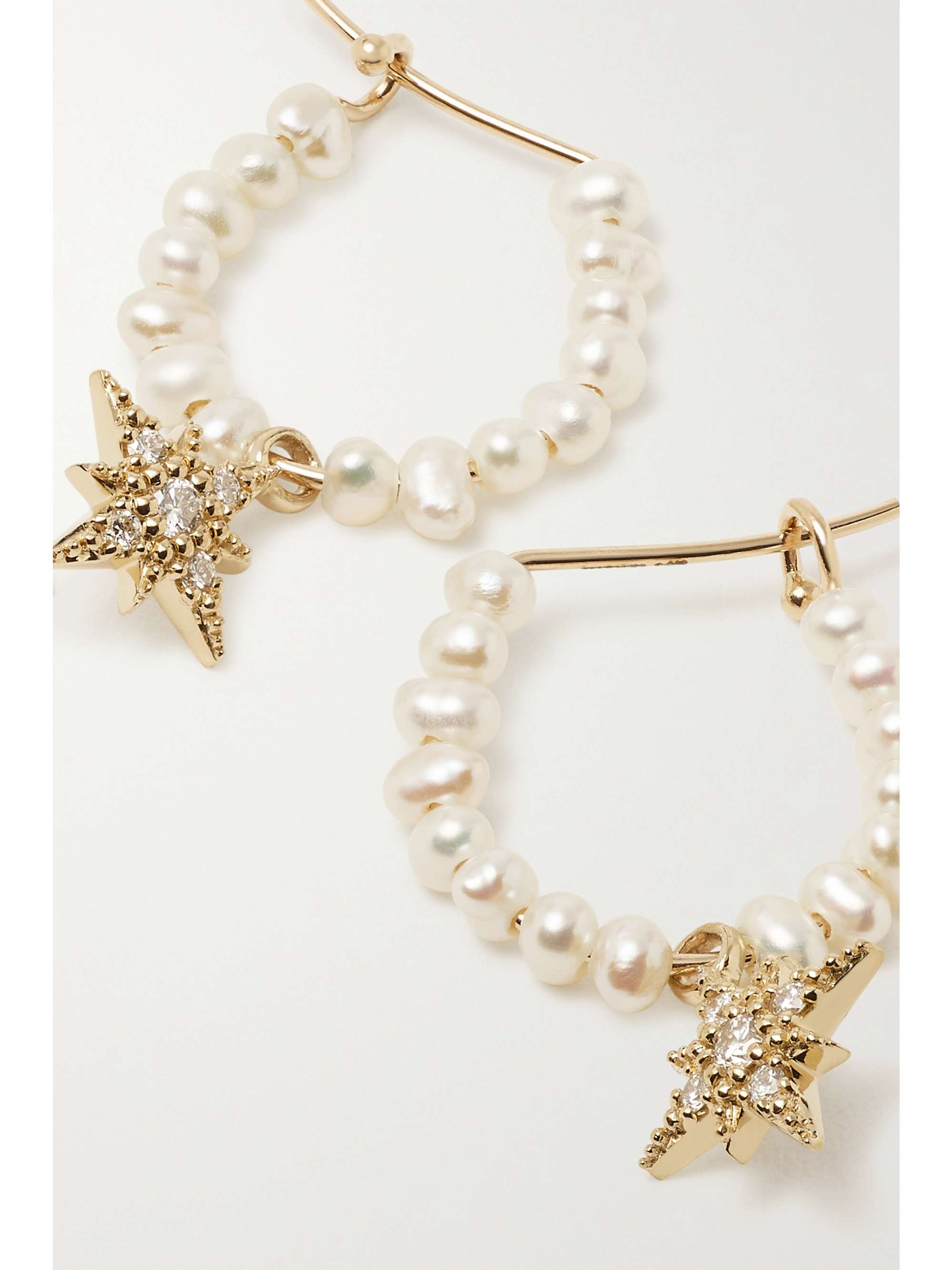MIZUKI 14-karat gold, pearl and diamond hoop earrings