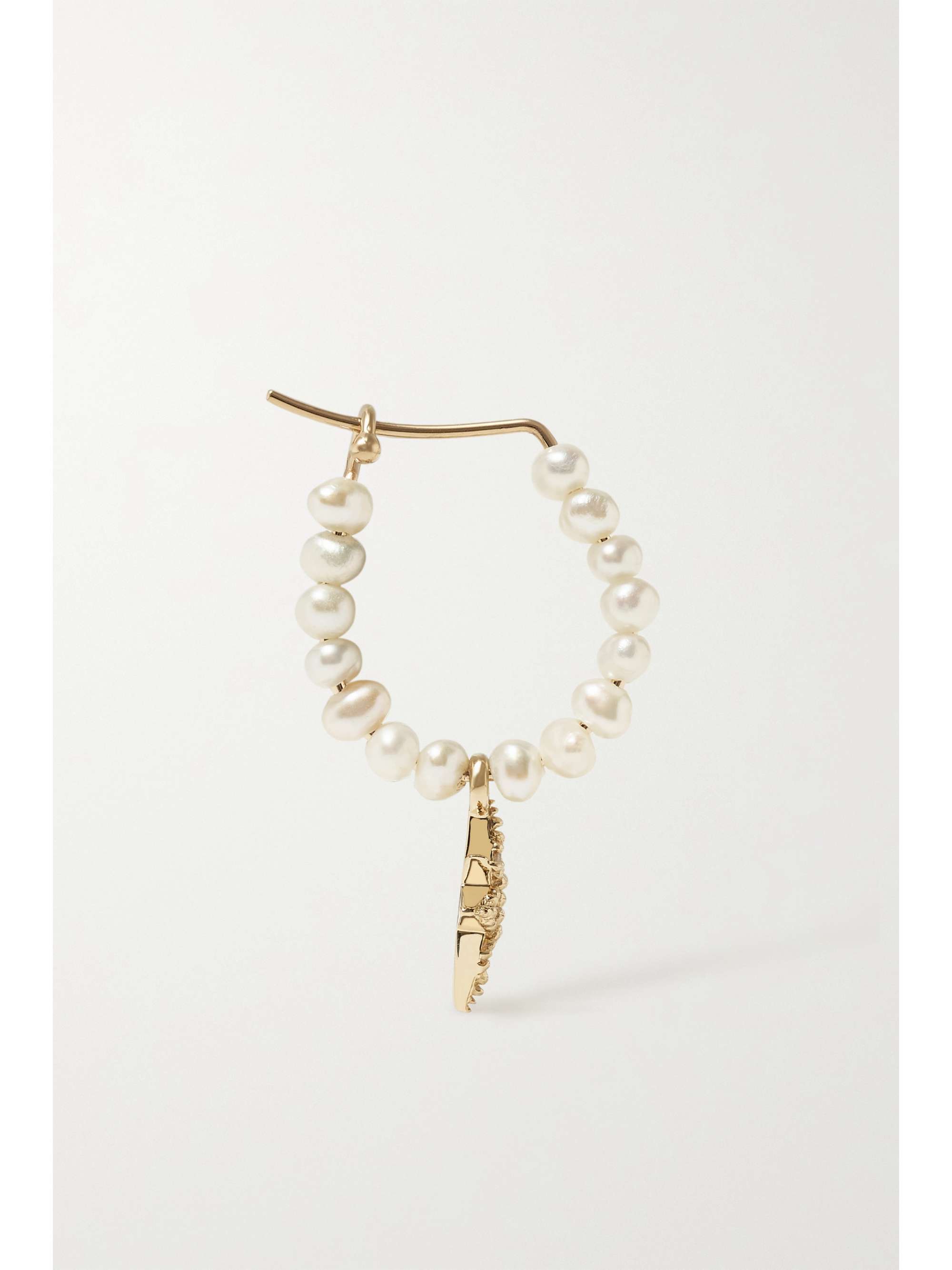 MIZUKI 14-karat gold, pearl and diamond hoop earrings