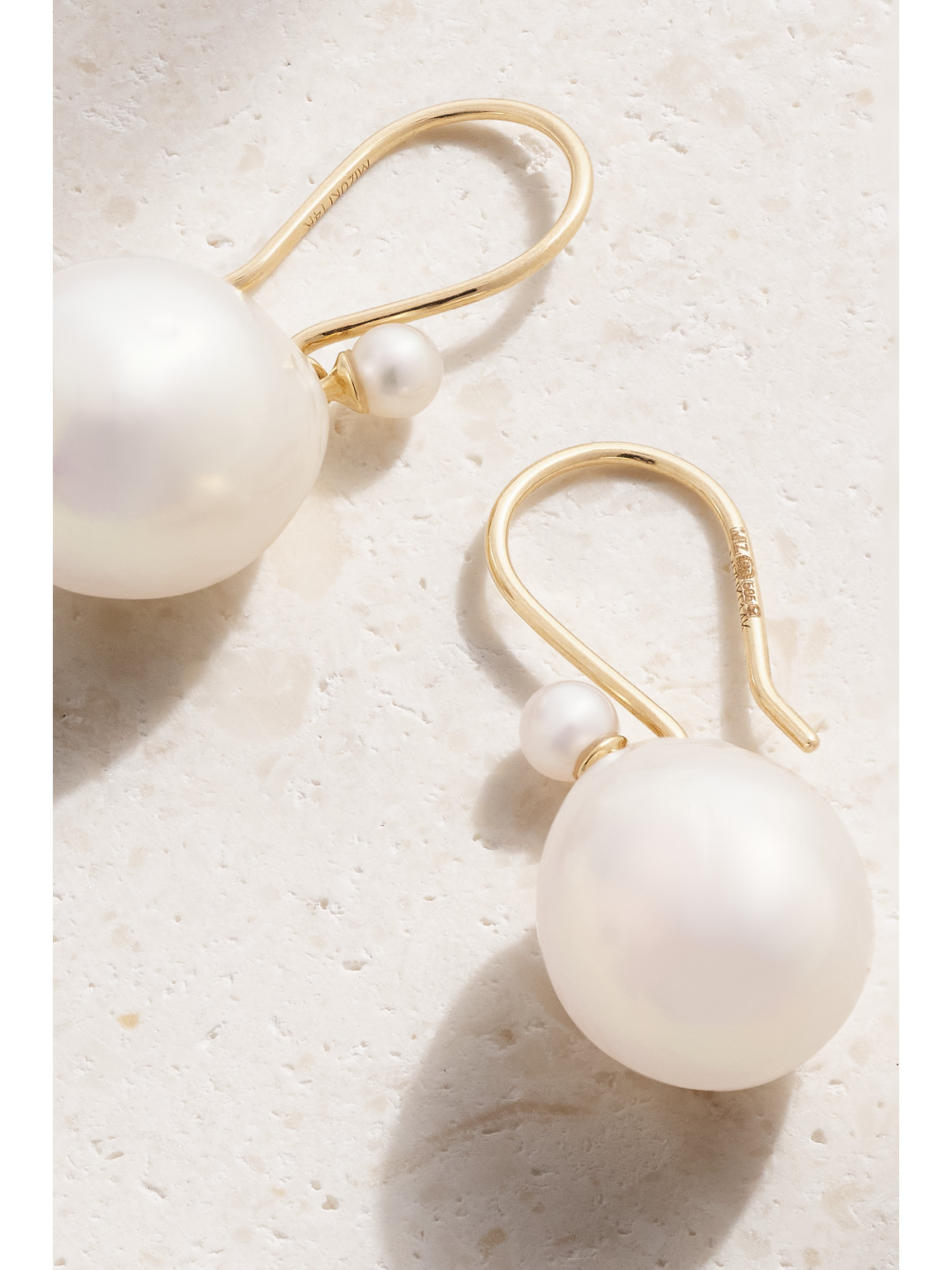 Shop Mizuki 14-karat Gold Pearl Earrings