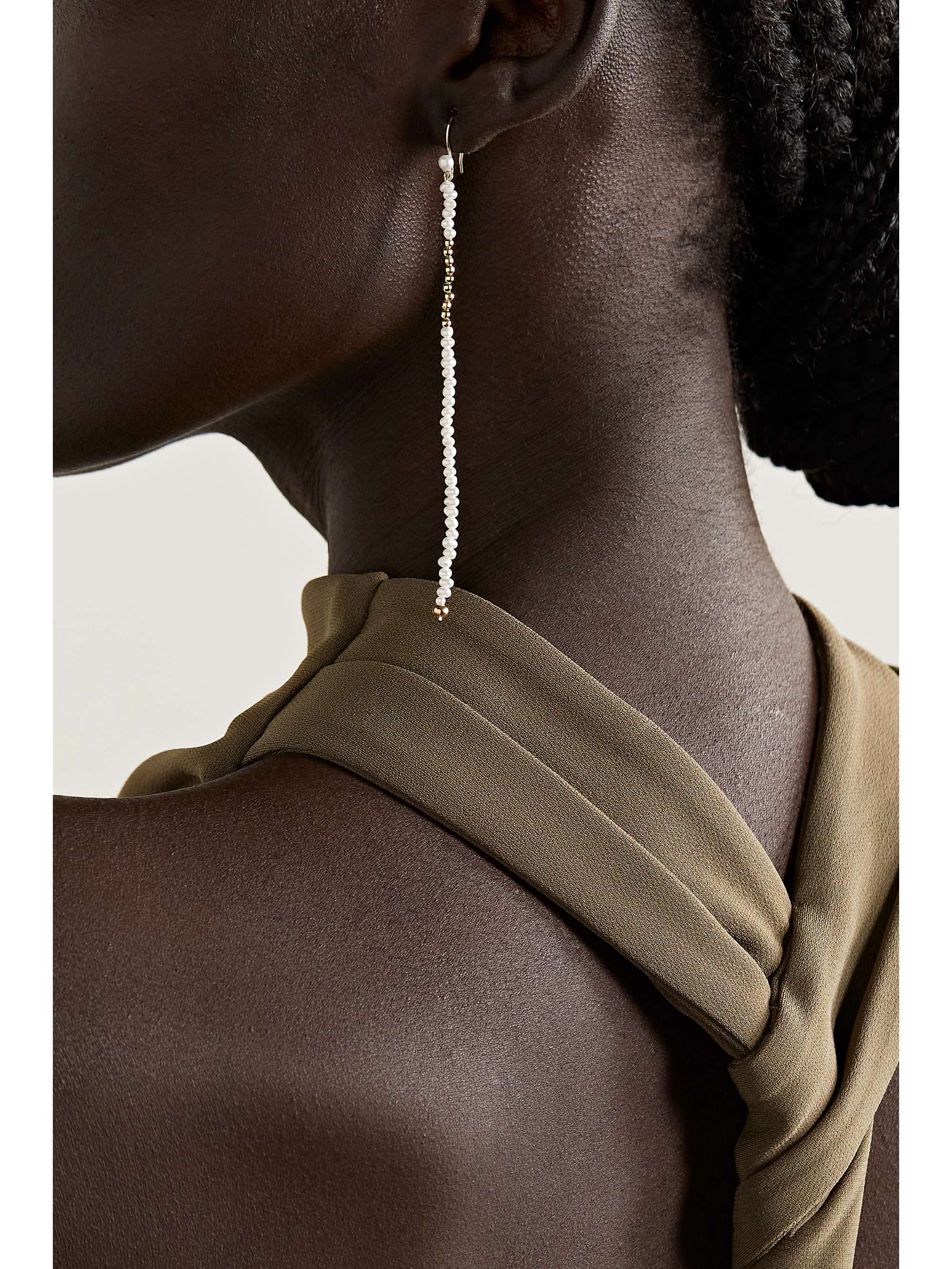 MIZUKI 14-karat gold pearl earrings