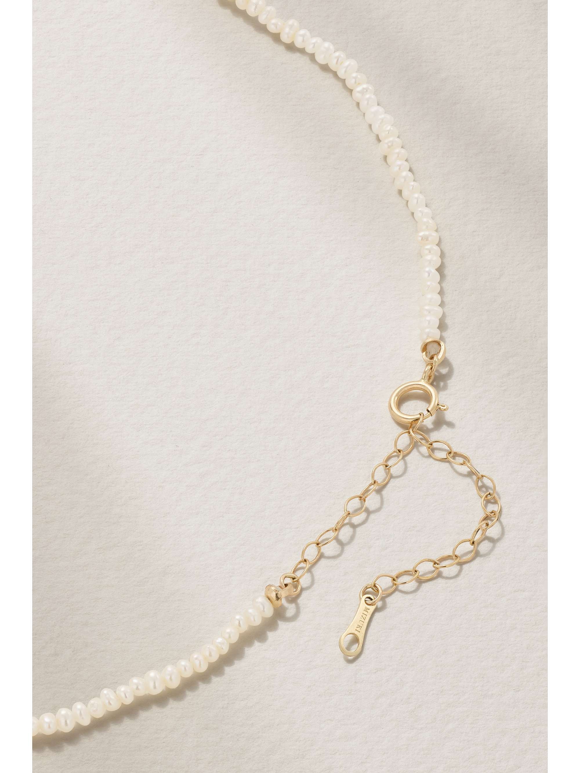 MIZUKI 14-karat gold, pearl and diamond necklace
