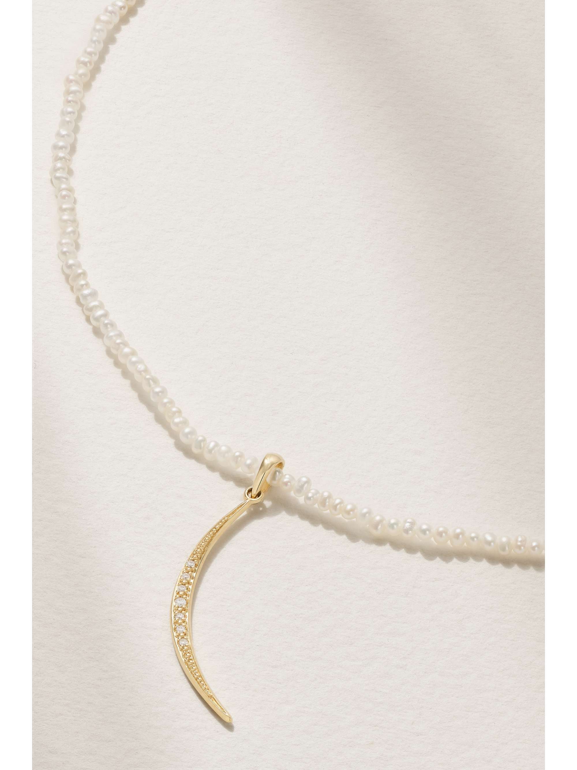 MIZUKI 14-karat gold, pearl and diamond necklace