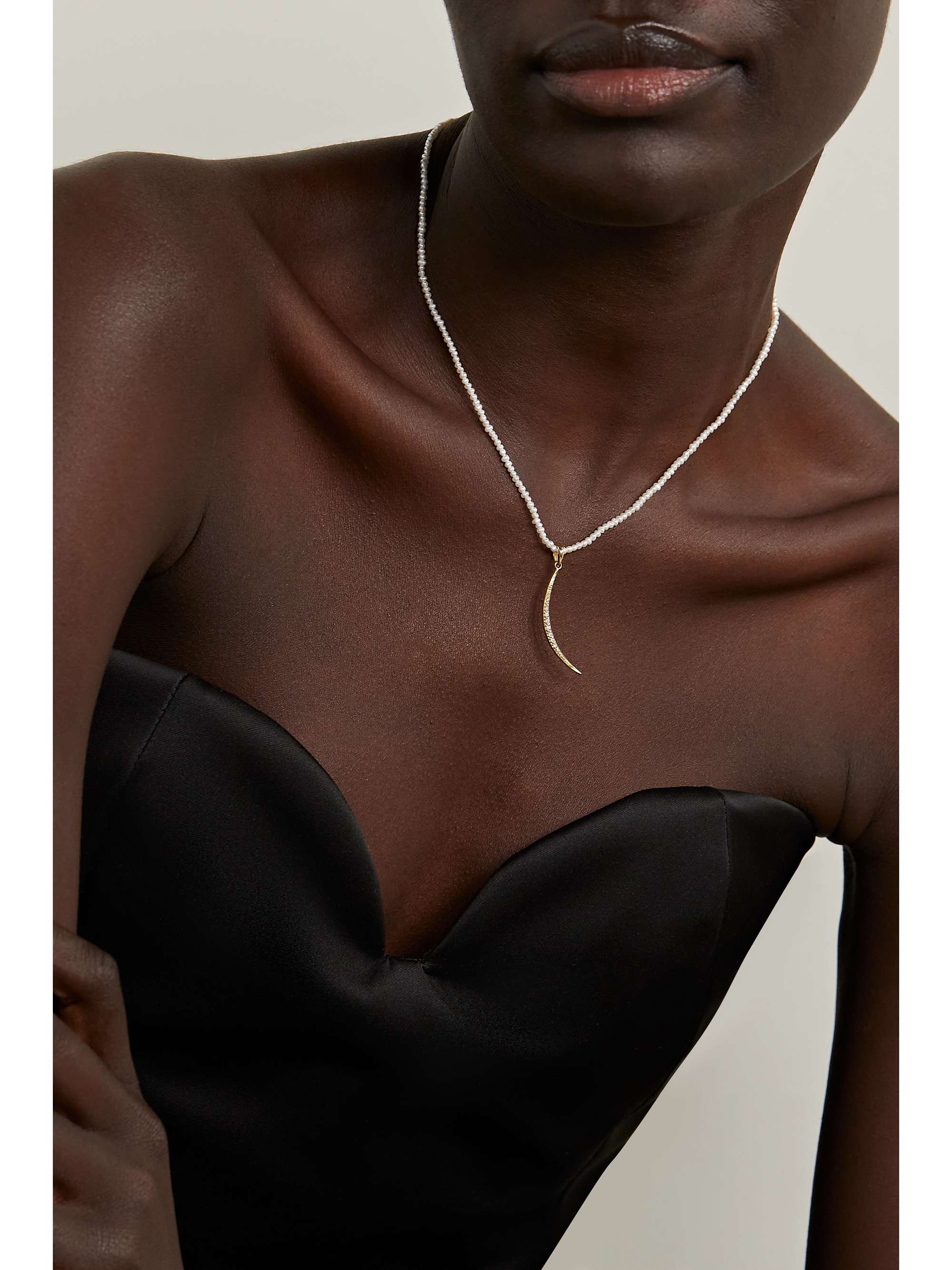 MIZUKI 14-karat gold, pearl and diamond necklace
