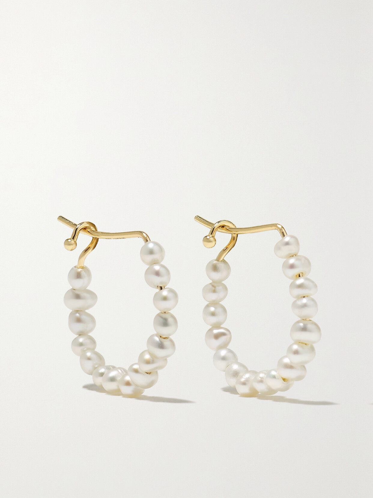 Mizuki - 14-karat Gold Pearl Hoop Earrings - One size