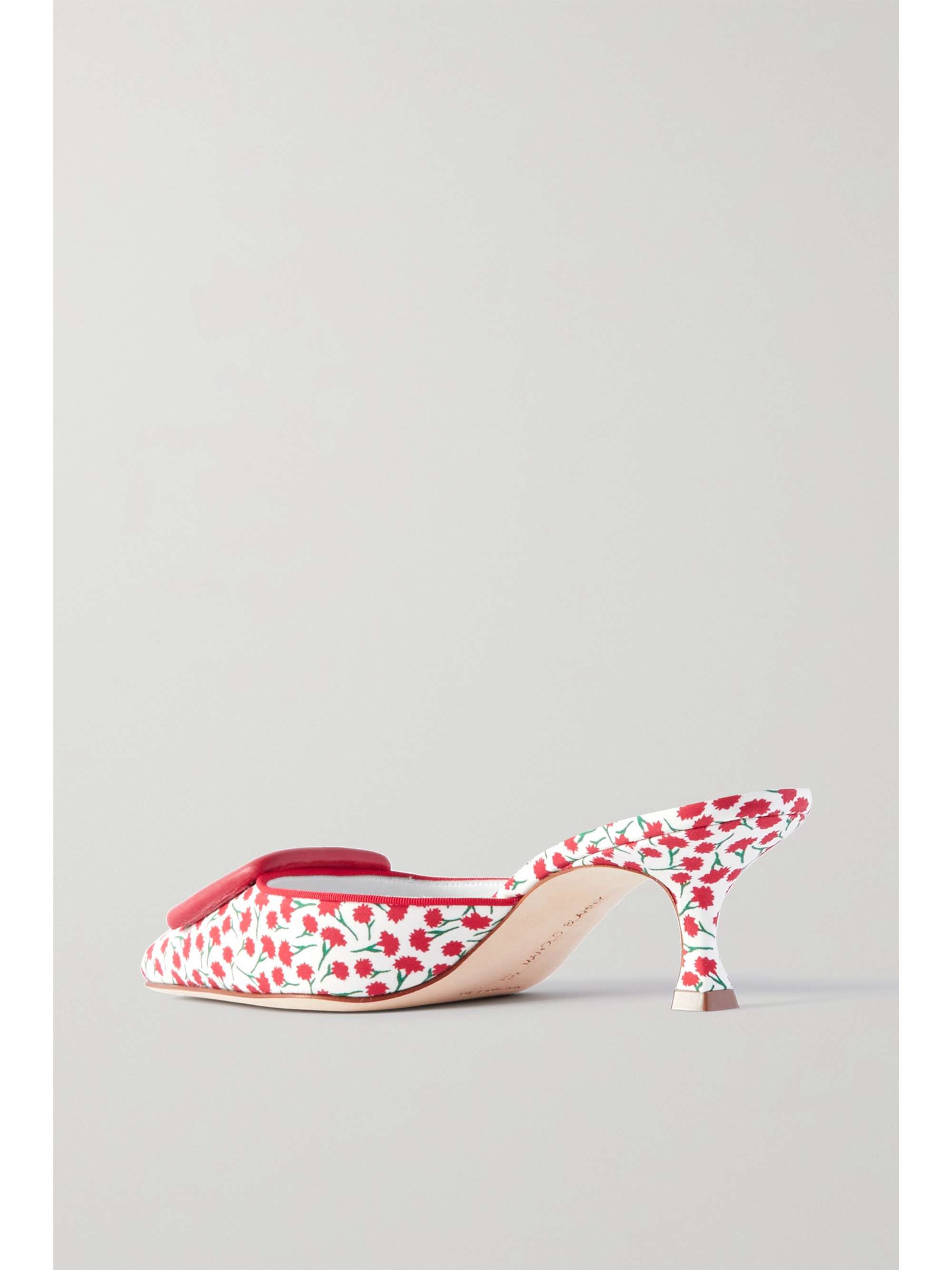 MANOLO BLAHNIK Maysale 50 buckled crepe de chine mules