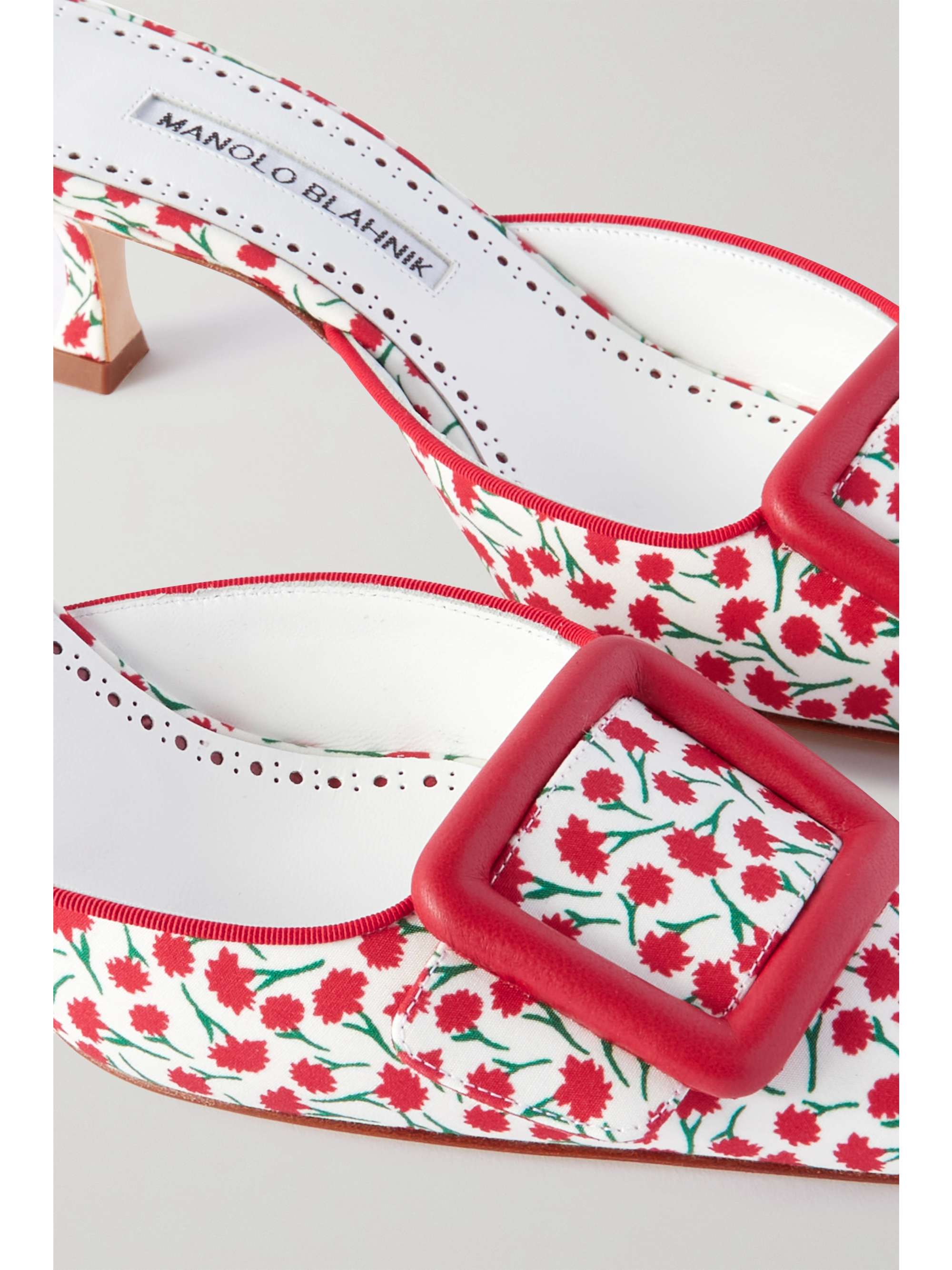 MANOLO BLAHNIK Maysale 50 buckled crepe de chine mules