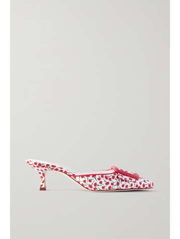 floral mules heels