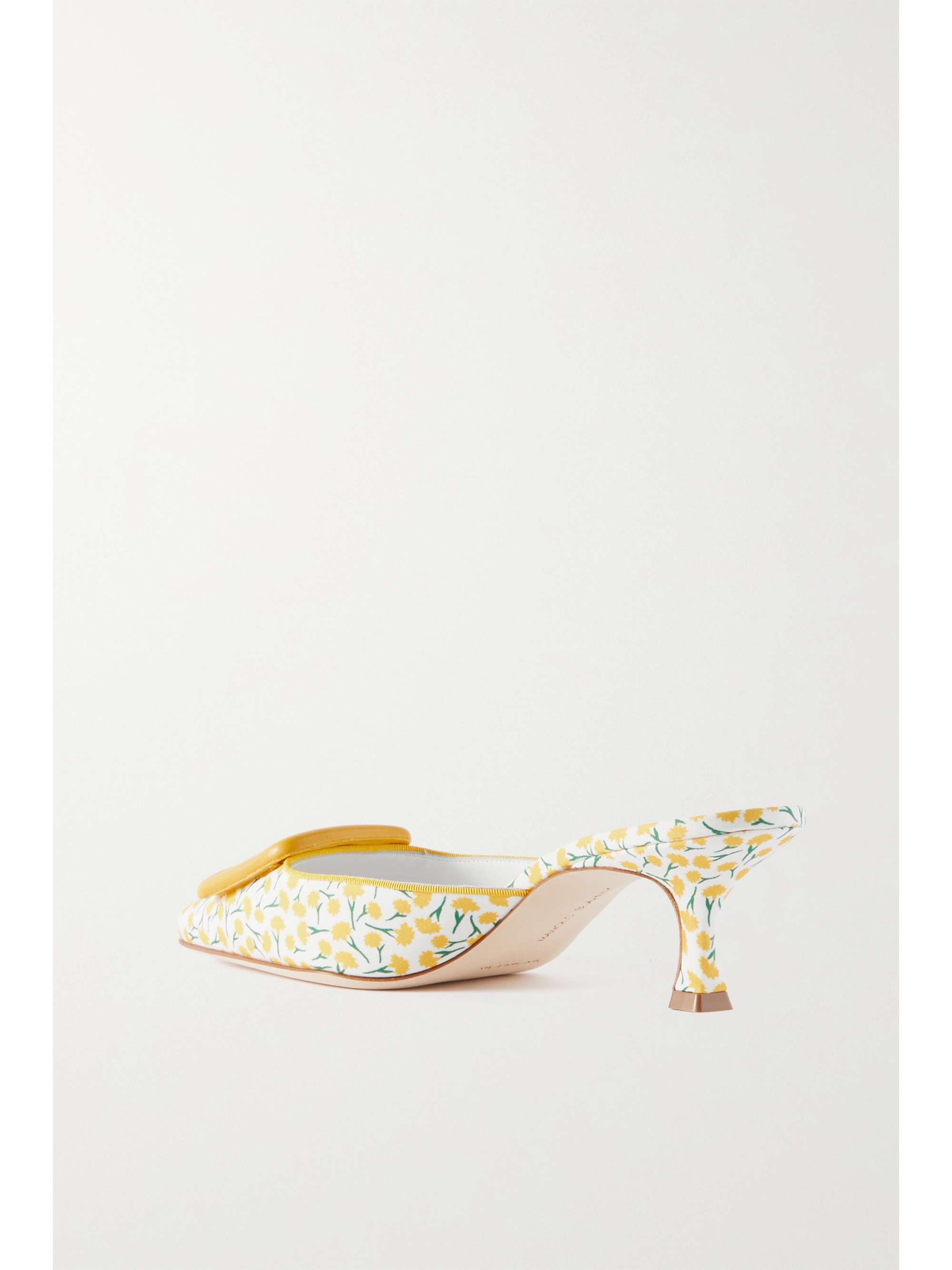 MANOLO BLAHNIK Maysale 50 buckled floral-print canvas mules