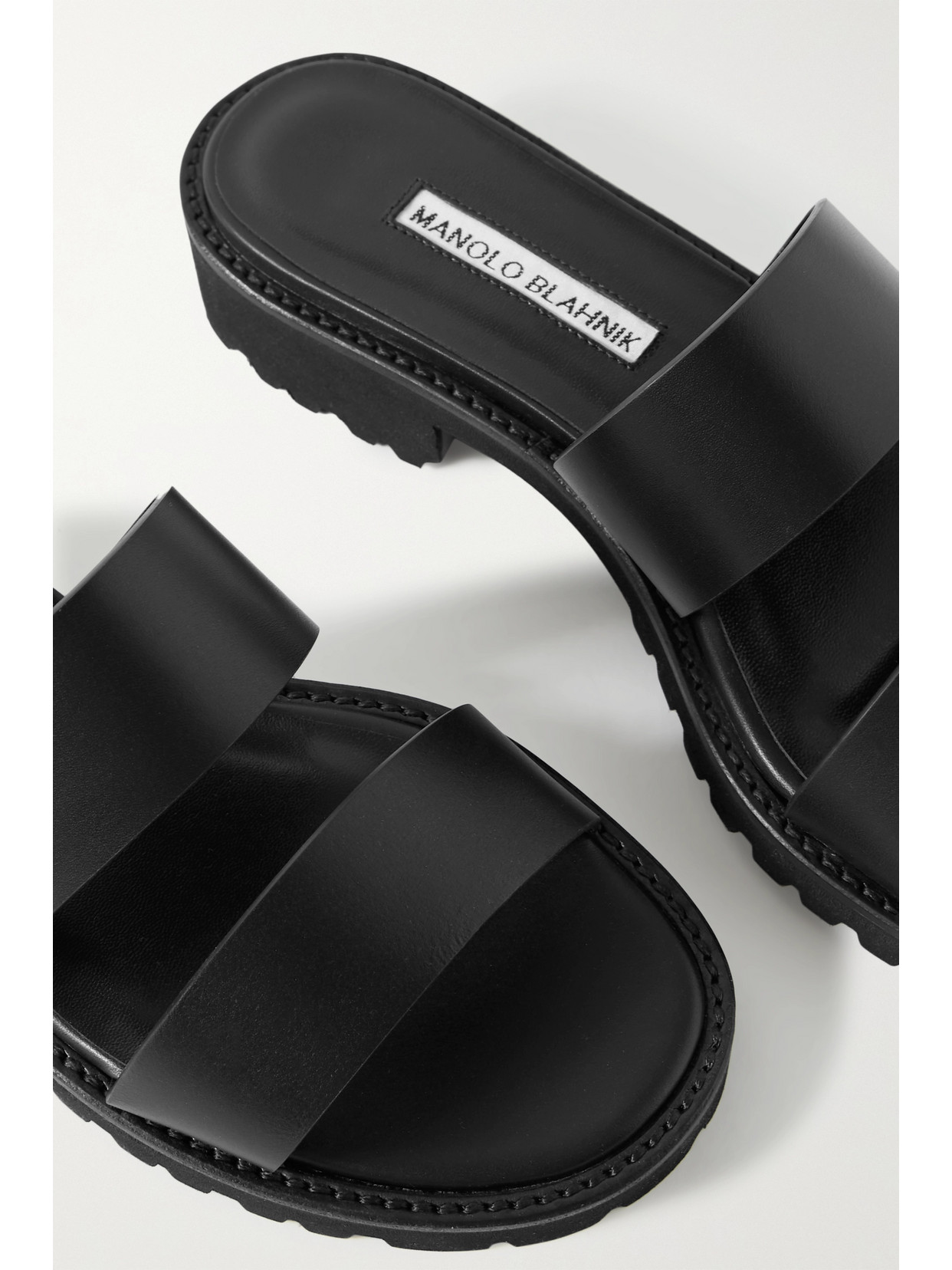 MANOLO BLAHNIK GADMU LEATHER SLIDES