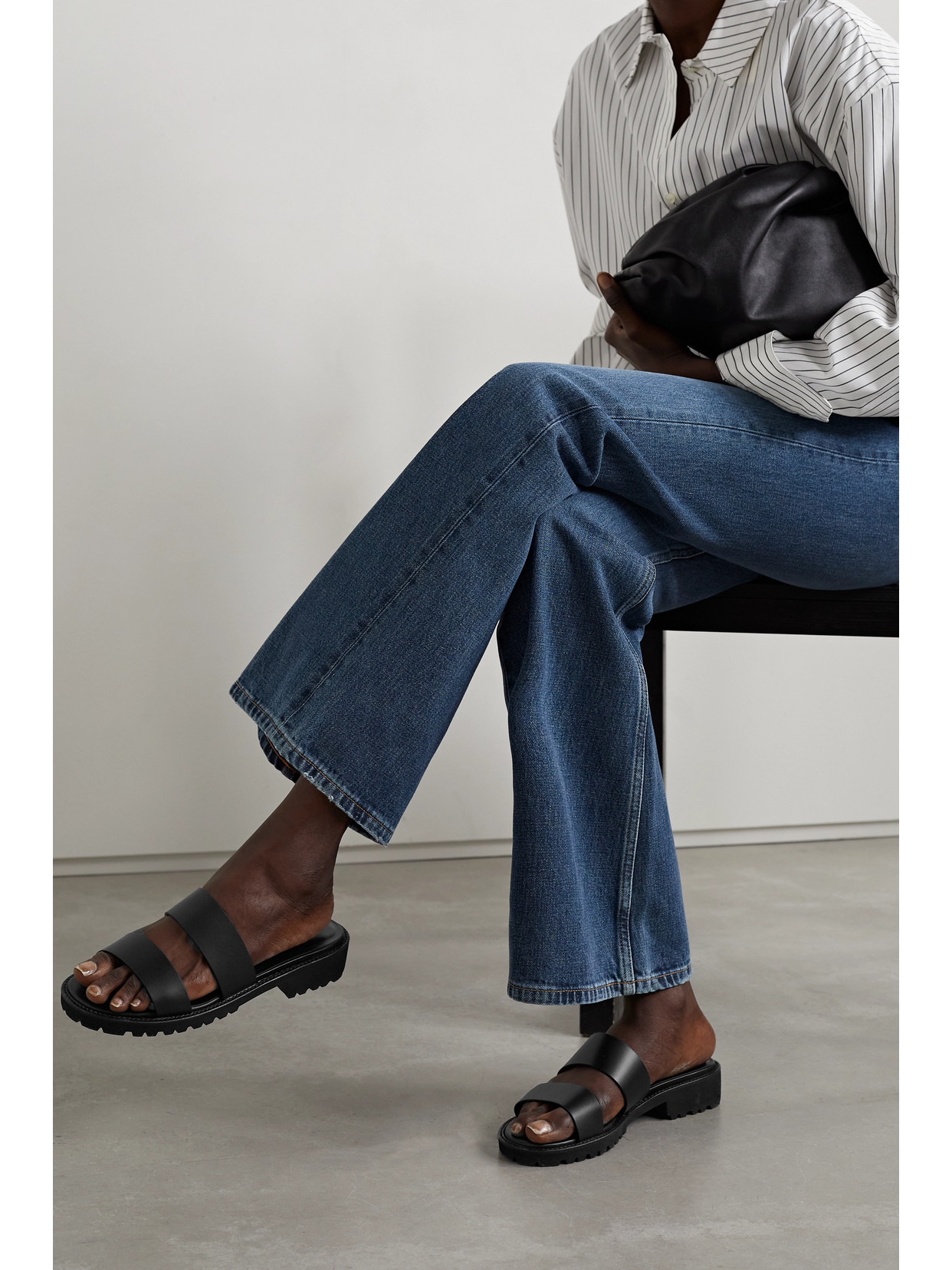 MANOLO BLAHNIK GADMU LEATHER SLIDES