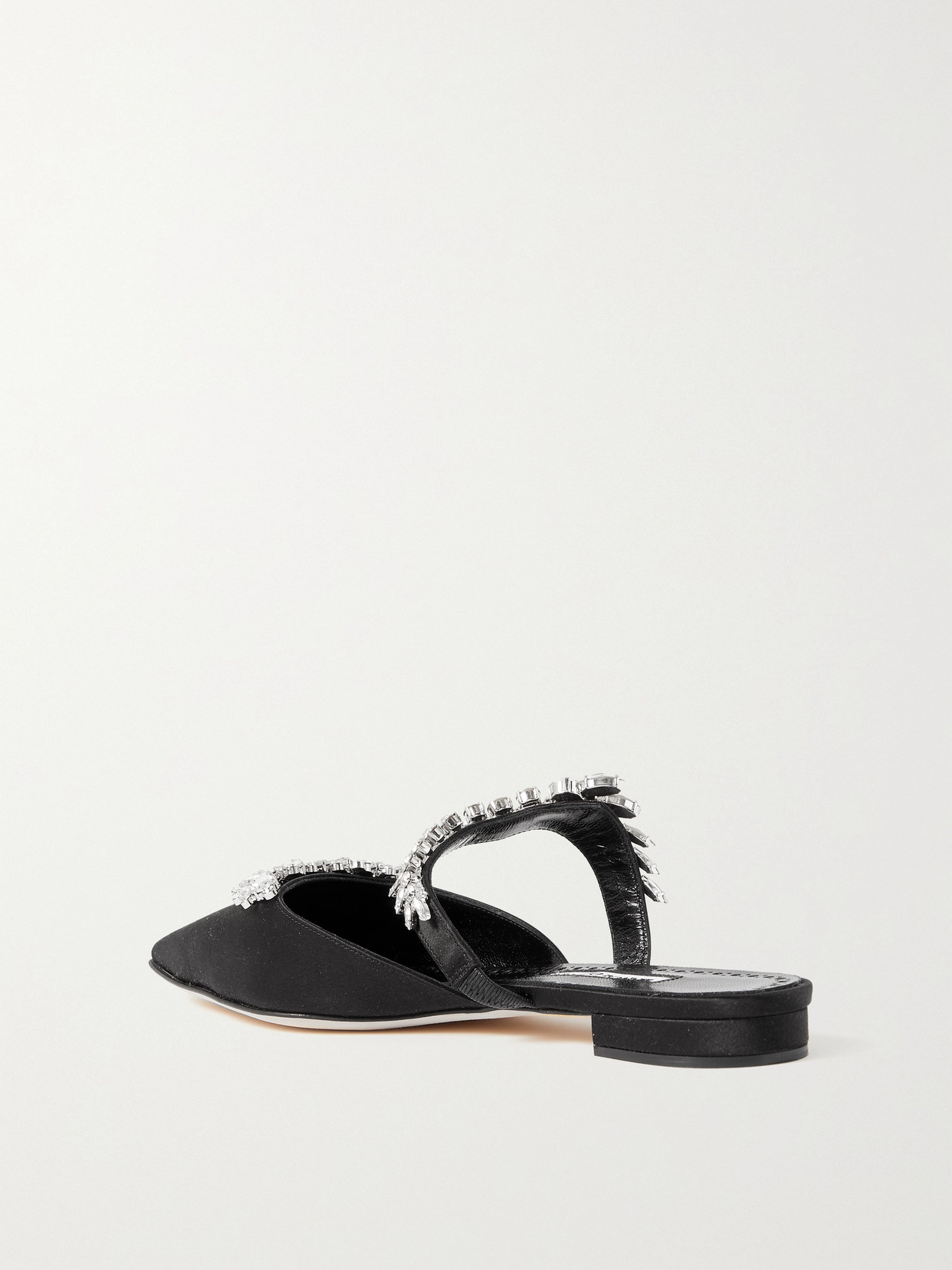 MANOLO BLAHNIK LURUM 45 CRYSTAL-EMBELLISHED SATIN MULES