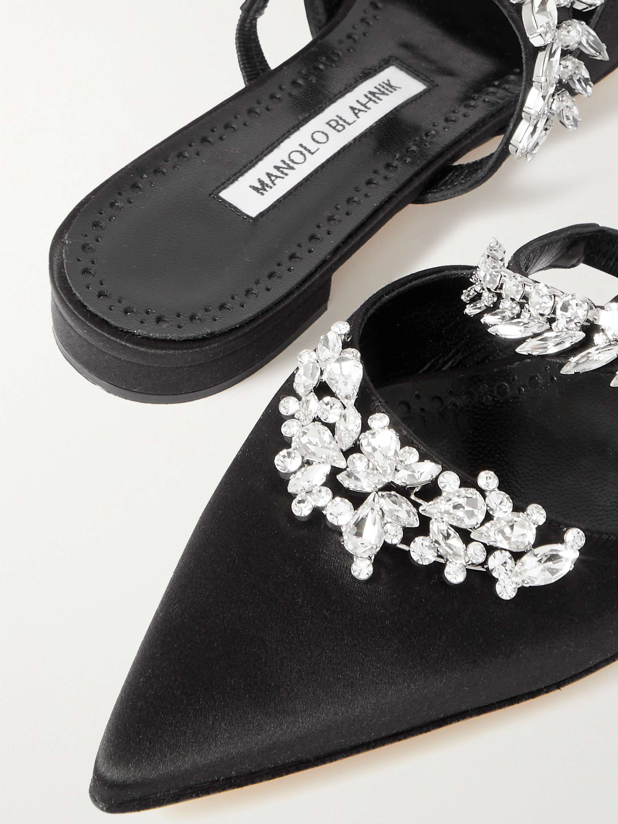 MANOLO BLAHNIK Lurum 45 crystal-embellished satin mules