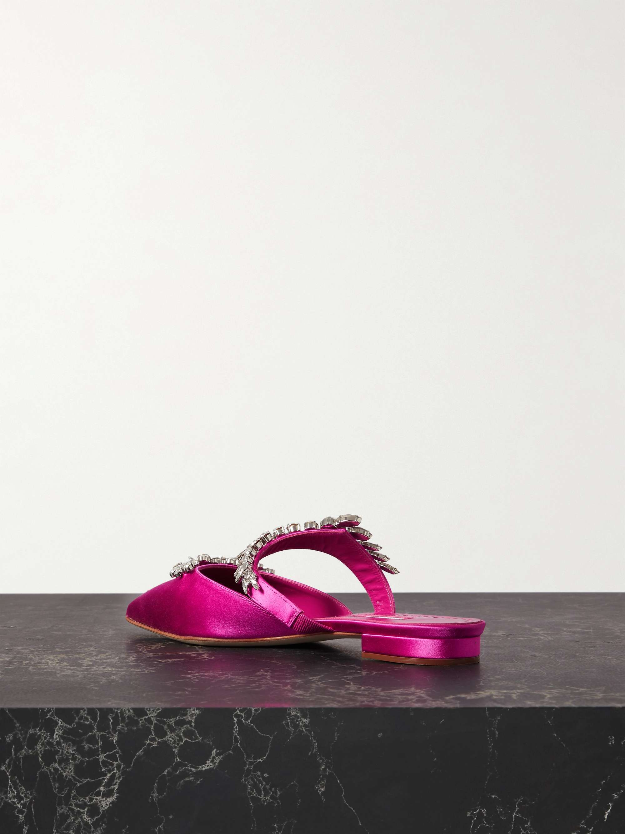MANOLO BLAHNIK Lurum 45 crystal-embellished satin mules
