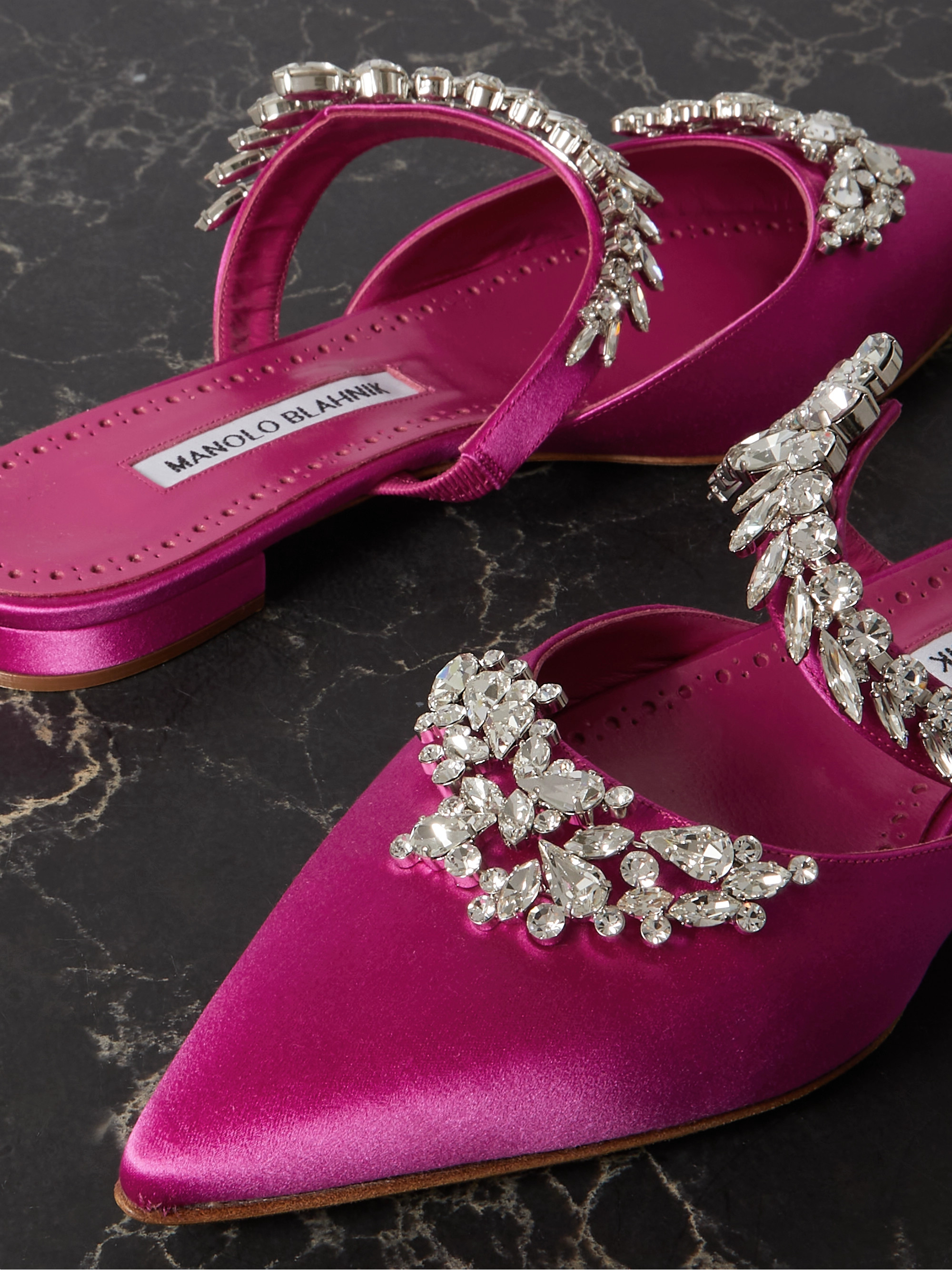 MANOLO BLAHNIK Lurum 45 crystal-embellished satin mules thumbnail