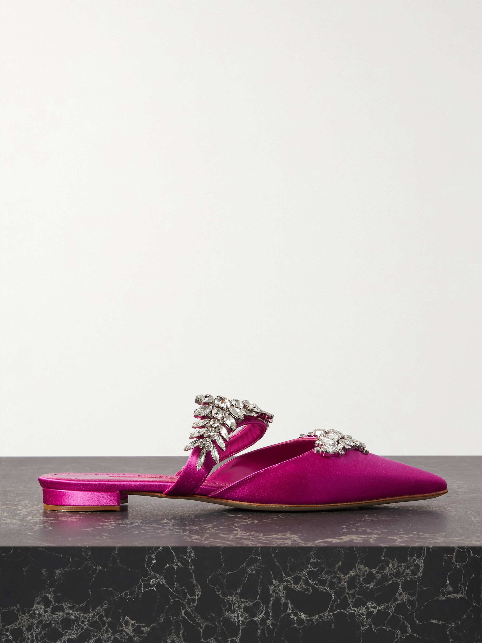 MANOLO BLAHNIK Lurum 45 crystal-embellished satin mules