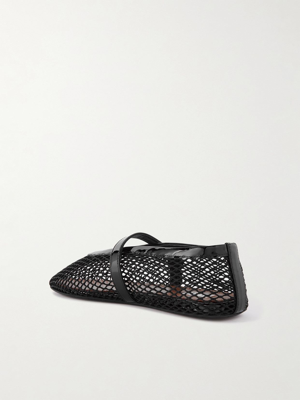 Alaïa Patent Leather-trimmed Mesh Ballet Flats In Black