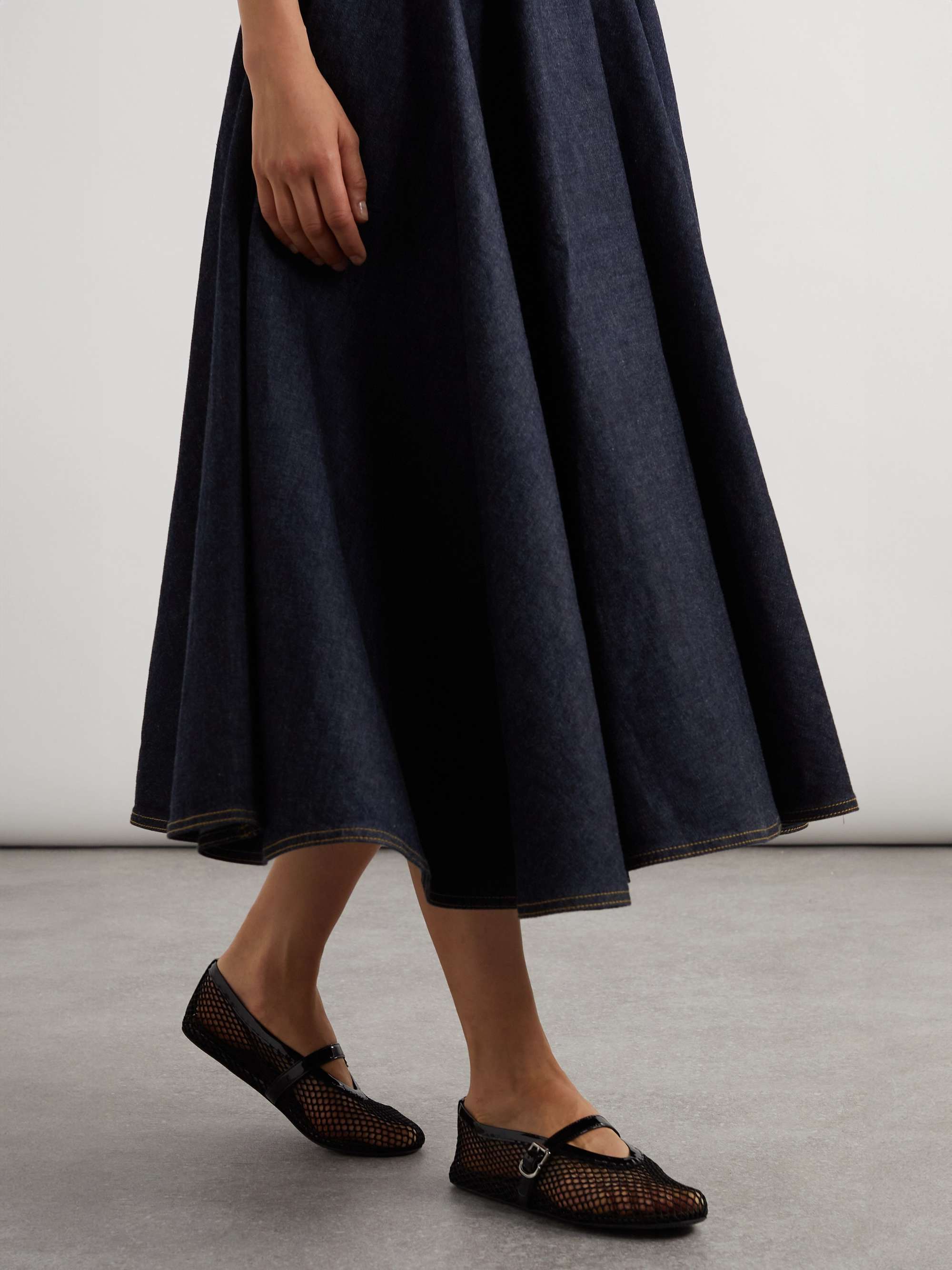 ALAÏA Patent leathertrimmed mesh ballet flats NETAPORTER