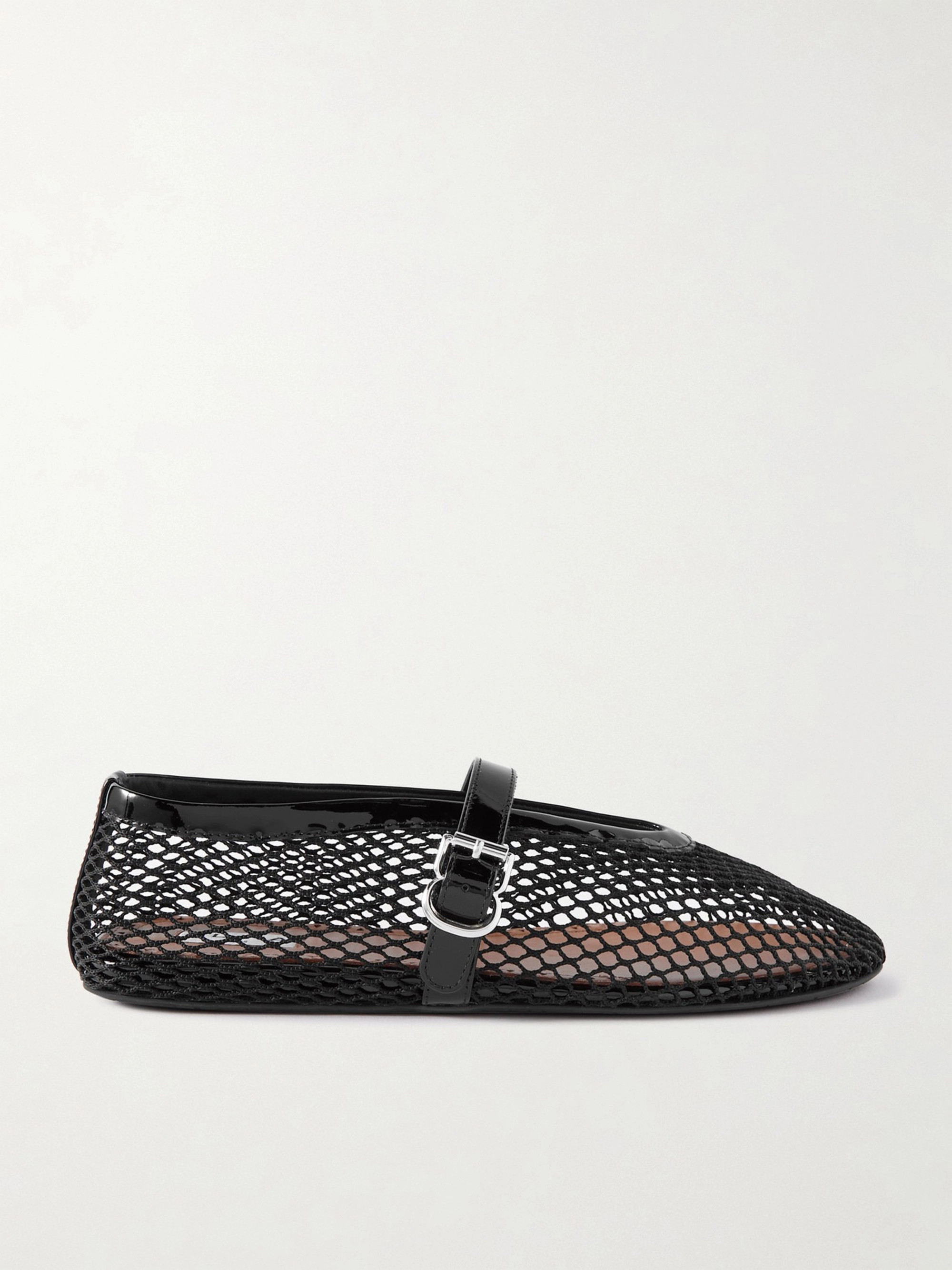 Alaïa Patent leather-trimmed mesh ballet flats