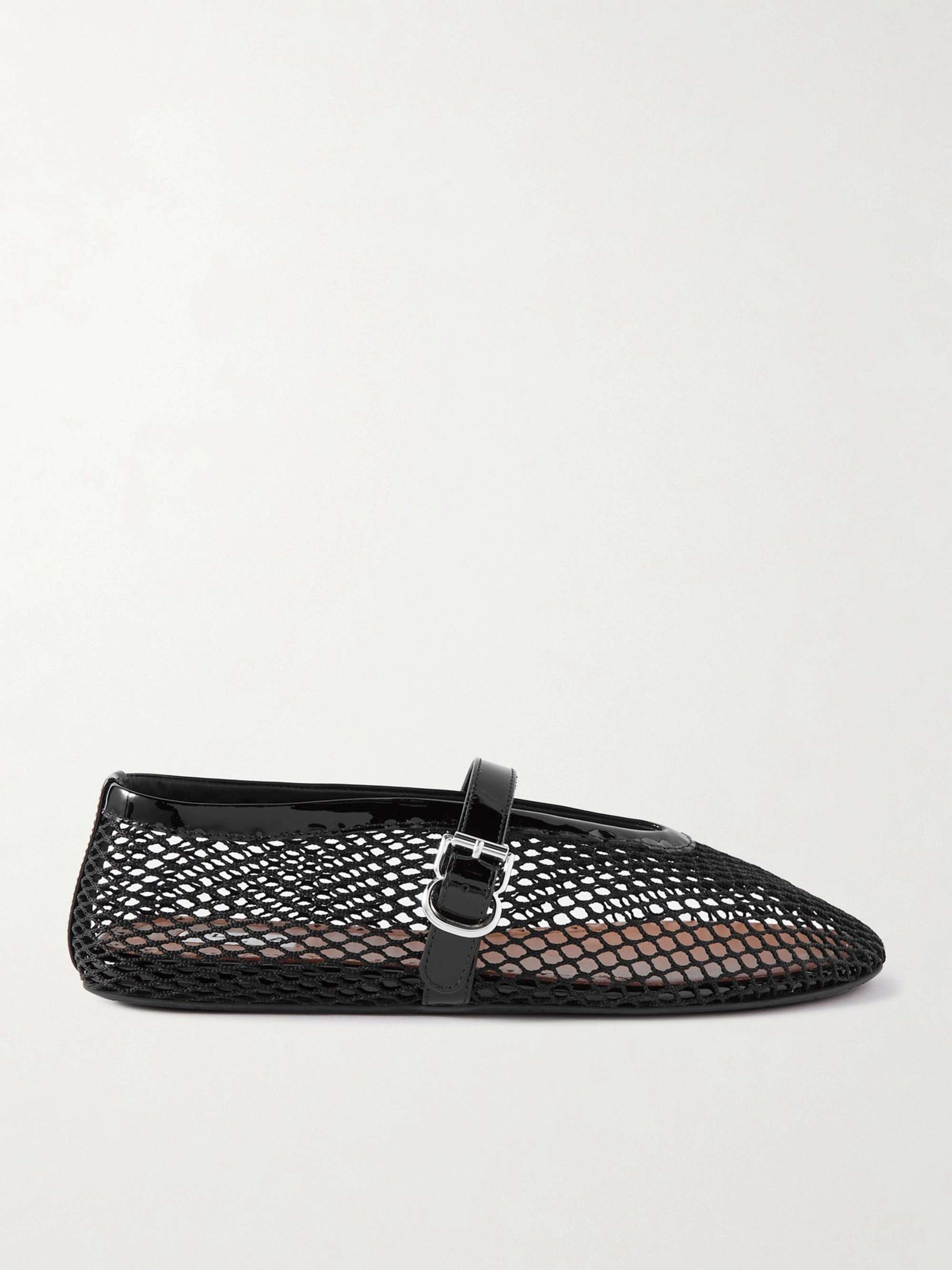 ALAÏA Patent leather-trimmed mesh ballet flats | NET-A-PORTER