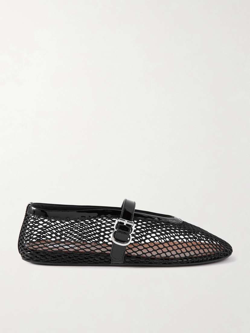 Alaïa Patent Leather-trimmed Mesh Ballet Flats