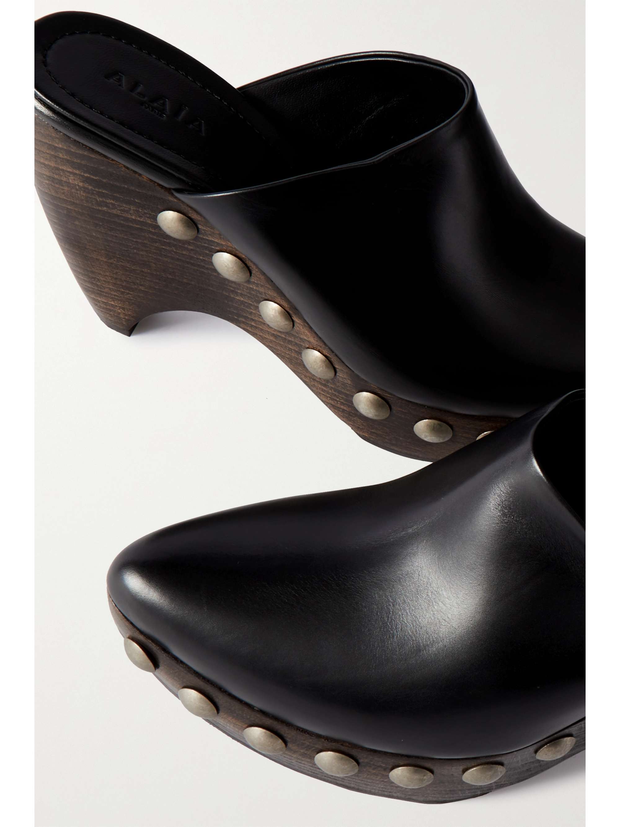 platform leather clogs