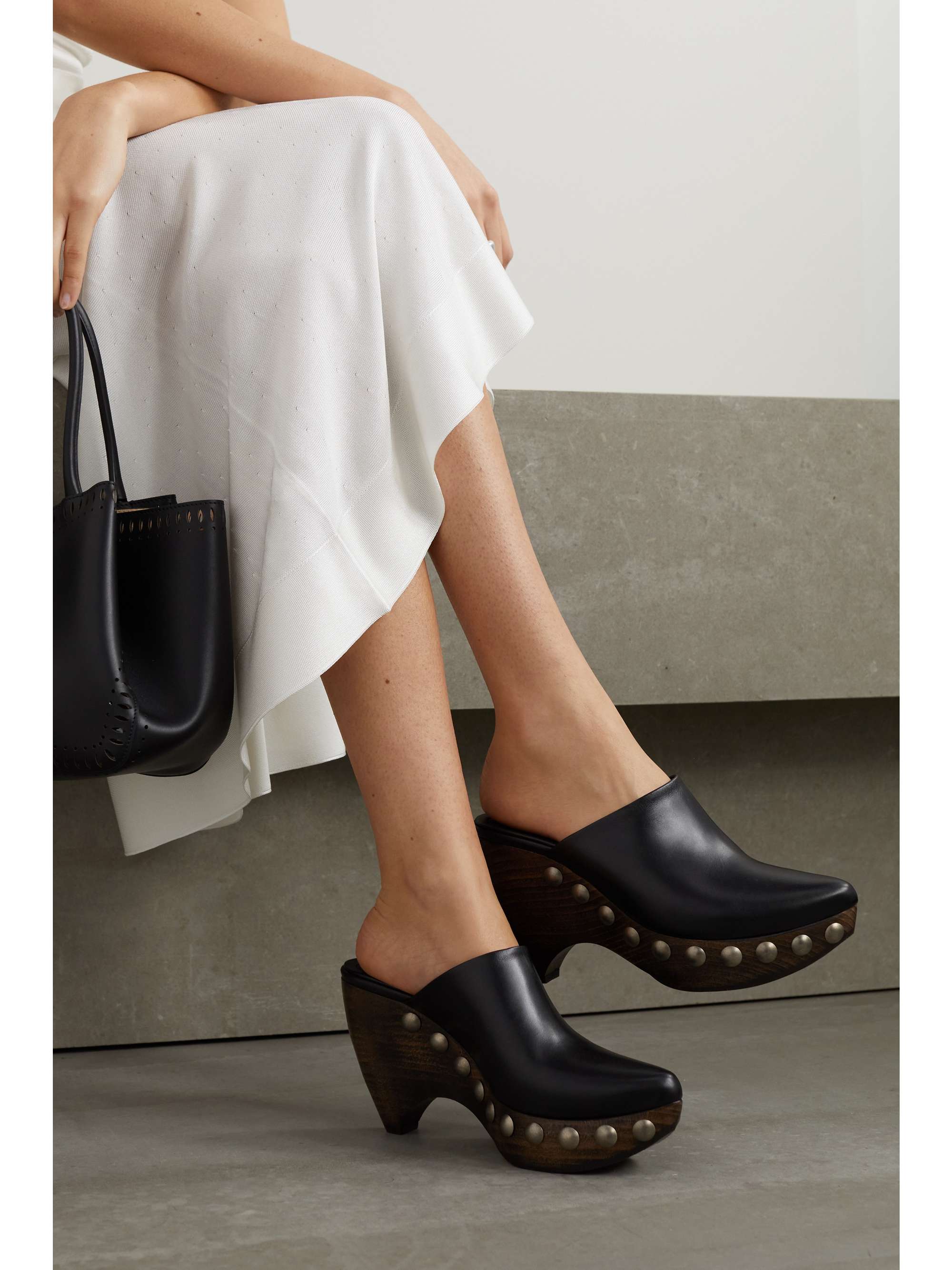 platform leather clogs