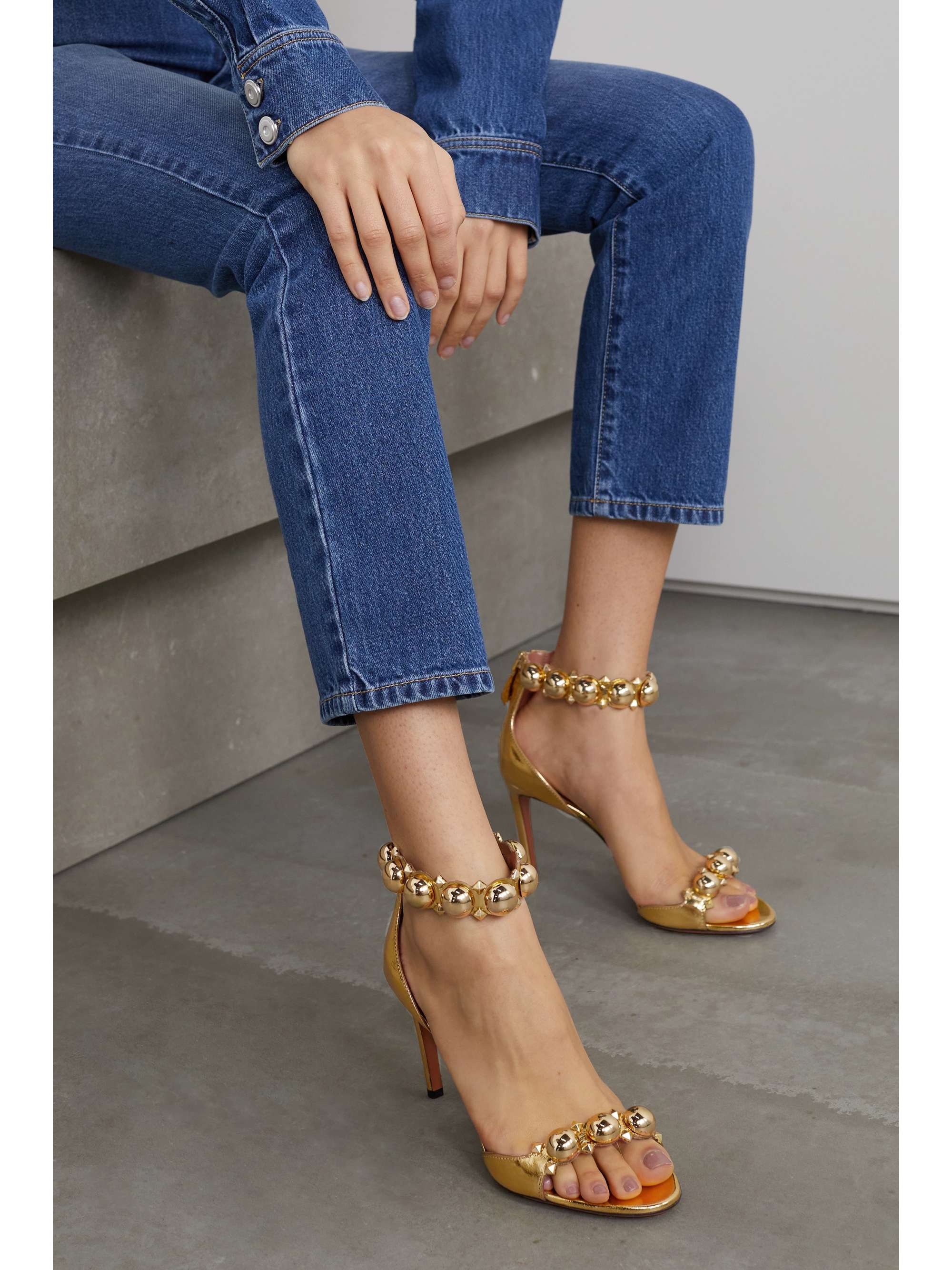 ALAÏA La Bombe 90 studded suede sandals