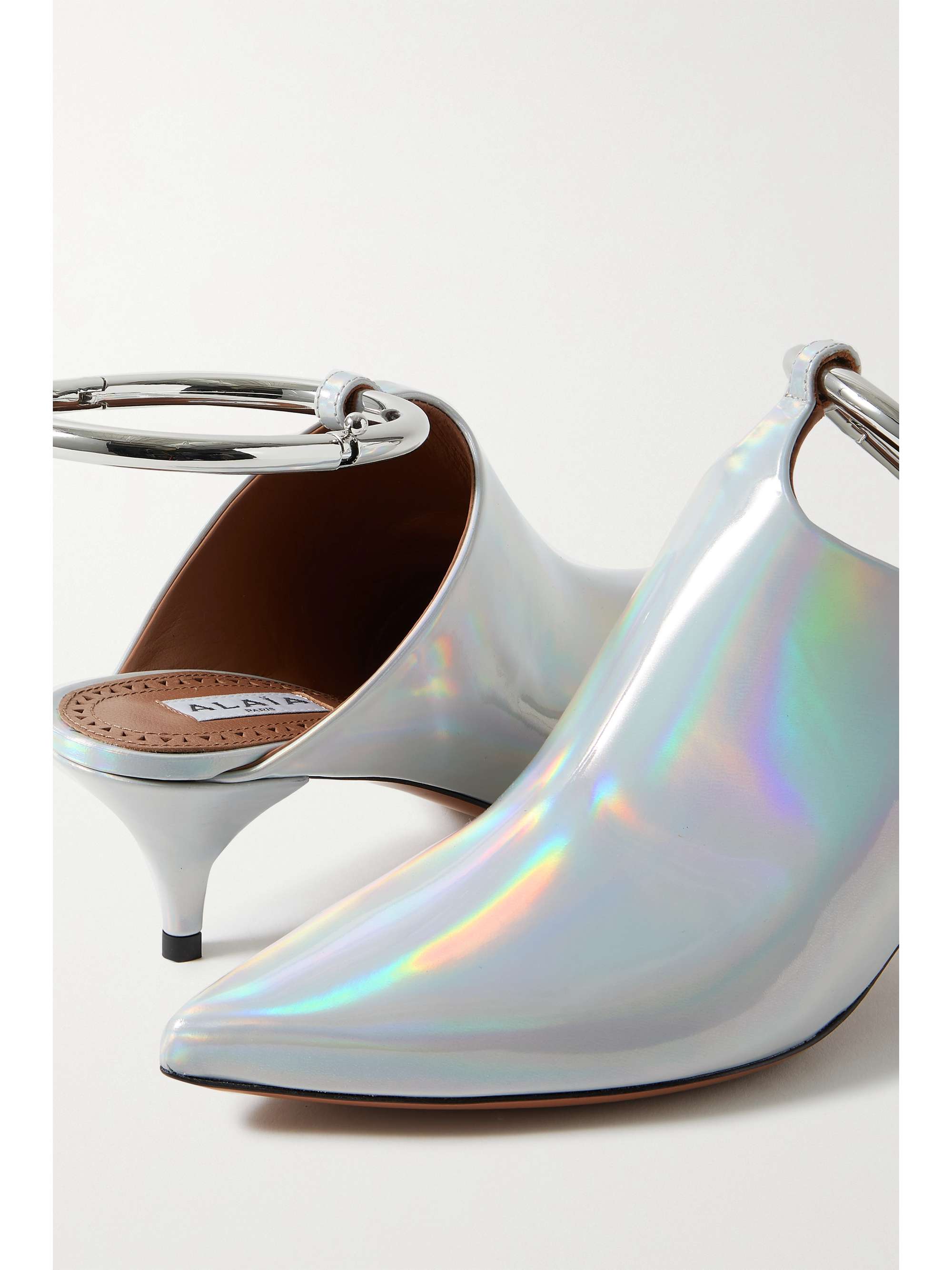 ALAÏA Convertible iridescent leather mules
