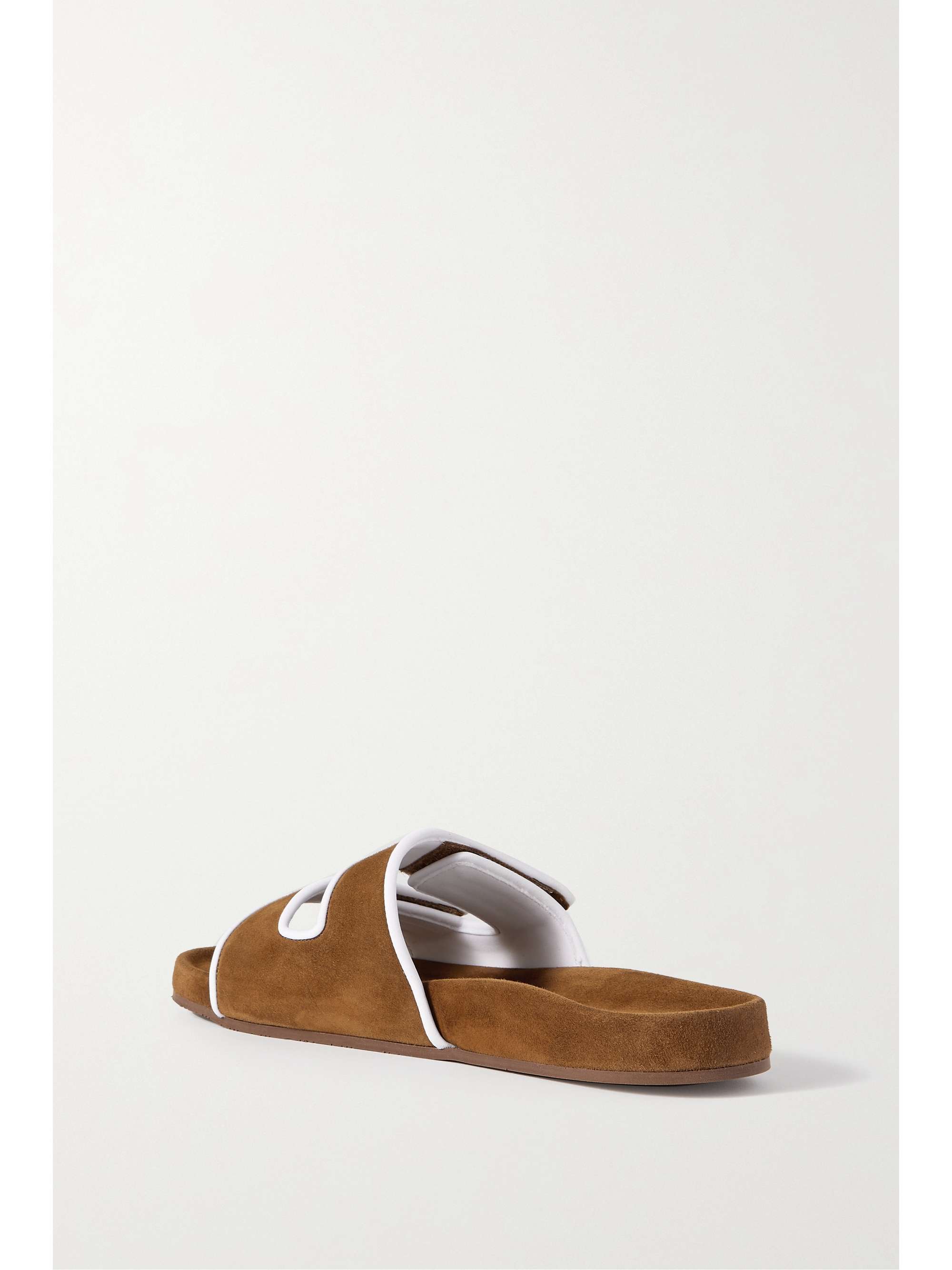 LORO PIANA Waikiki leather-trimmed suede slides