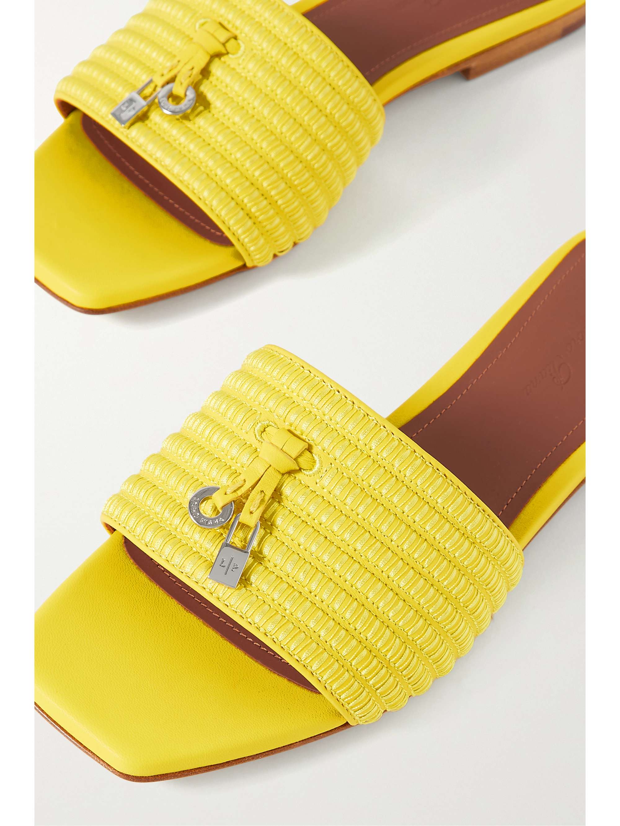 LORO PIANA Charms Sprightly ribbed embroidered leather slides