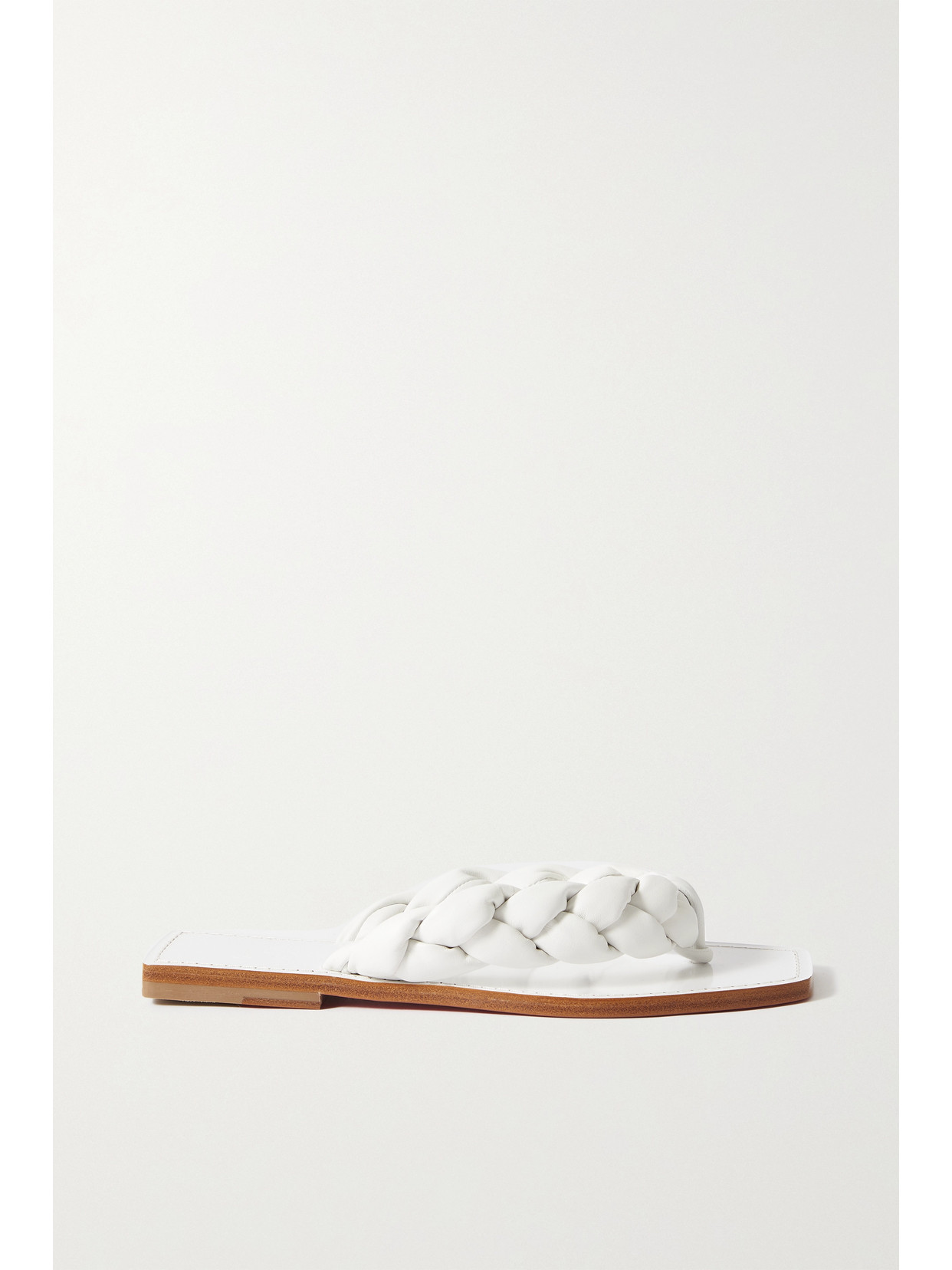 Christian Louboutin Briotonga Braided Leather Flip Flops In White