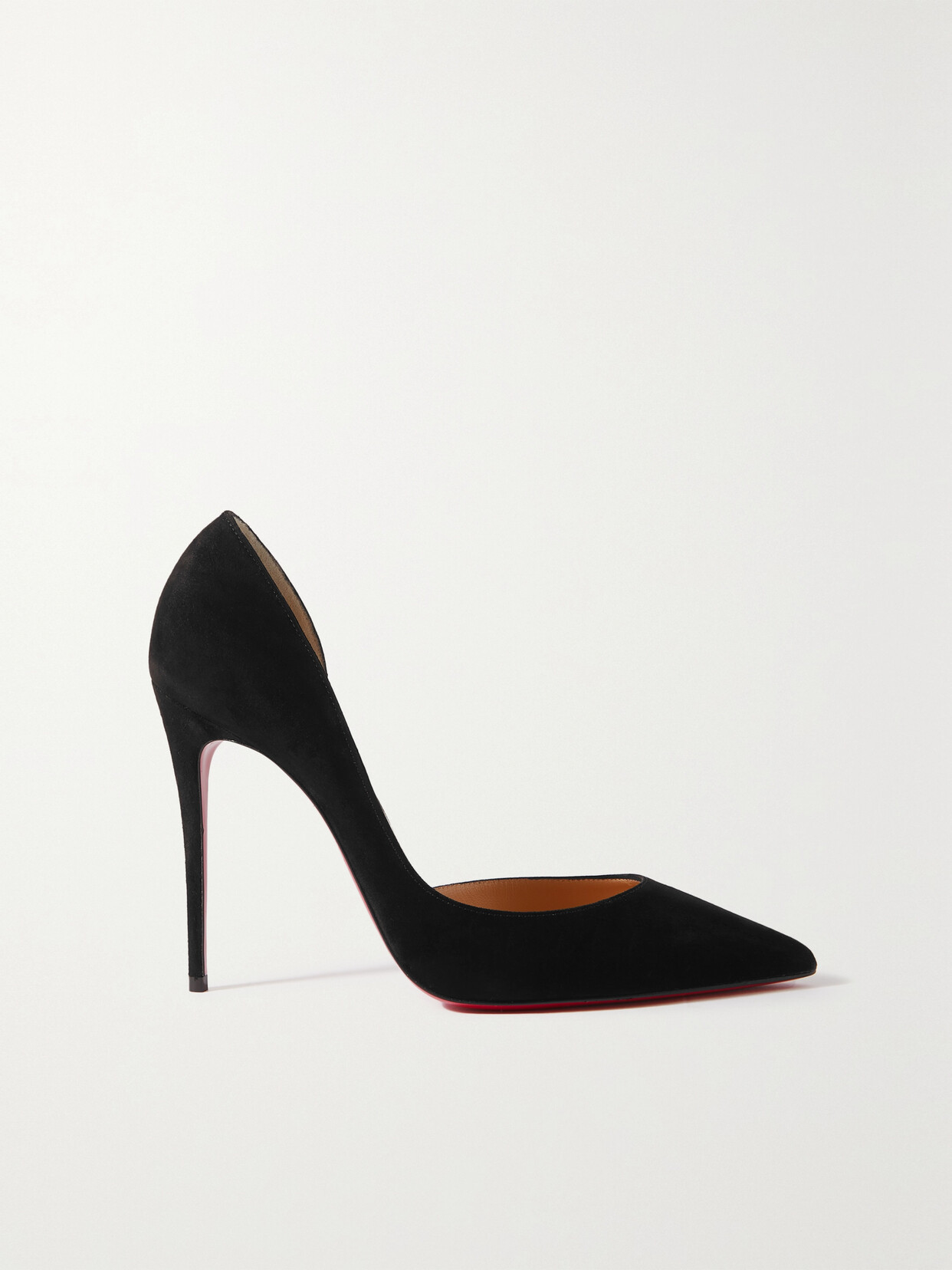 Shop Christian Louboutin Iriza 100 Suede Point-toe Pumps In Black