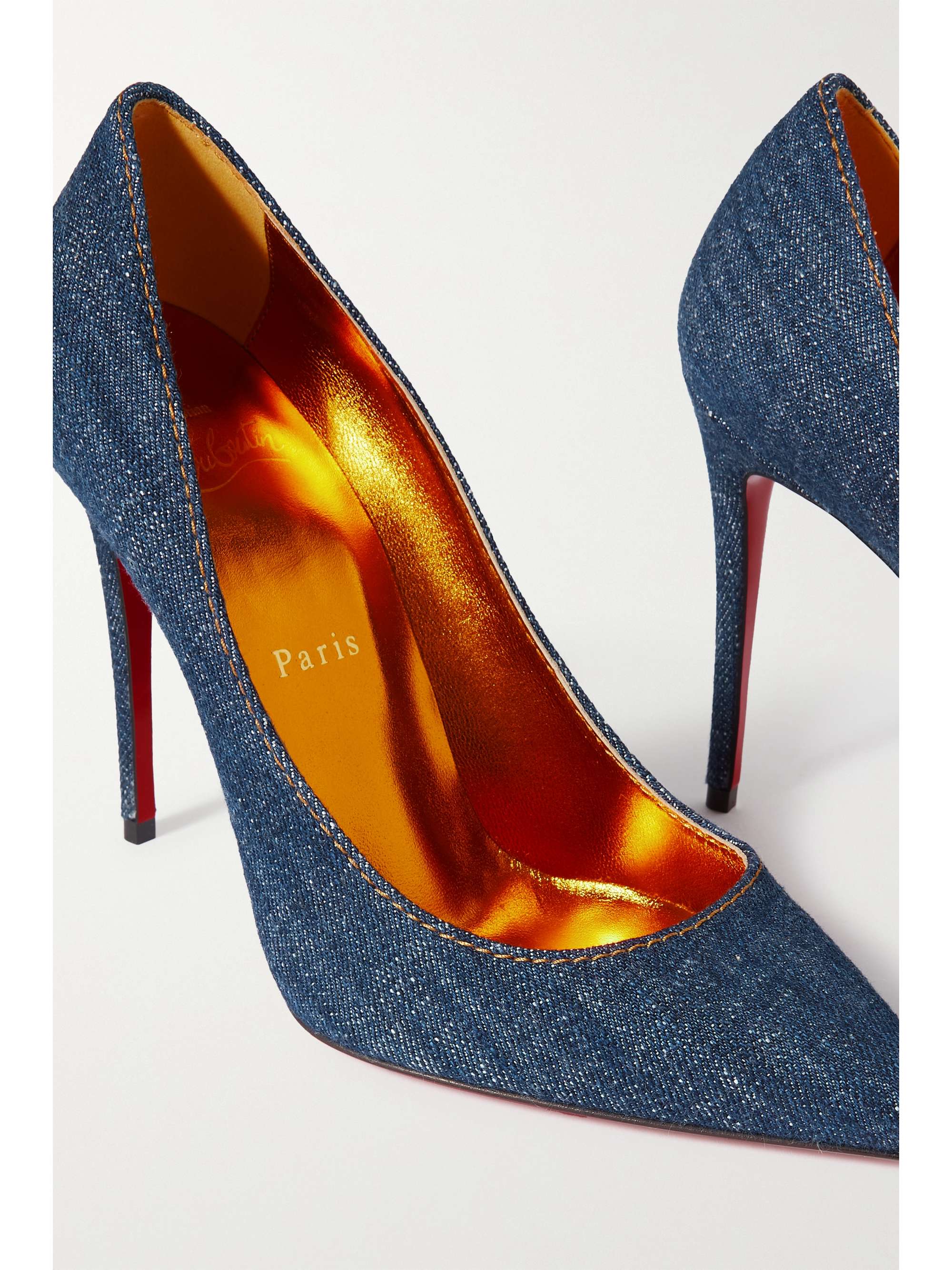 Christian Louboutin KATE 100 Miss Denim Stiletto Heels Pumps Shoes $795