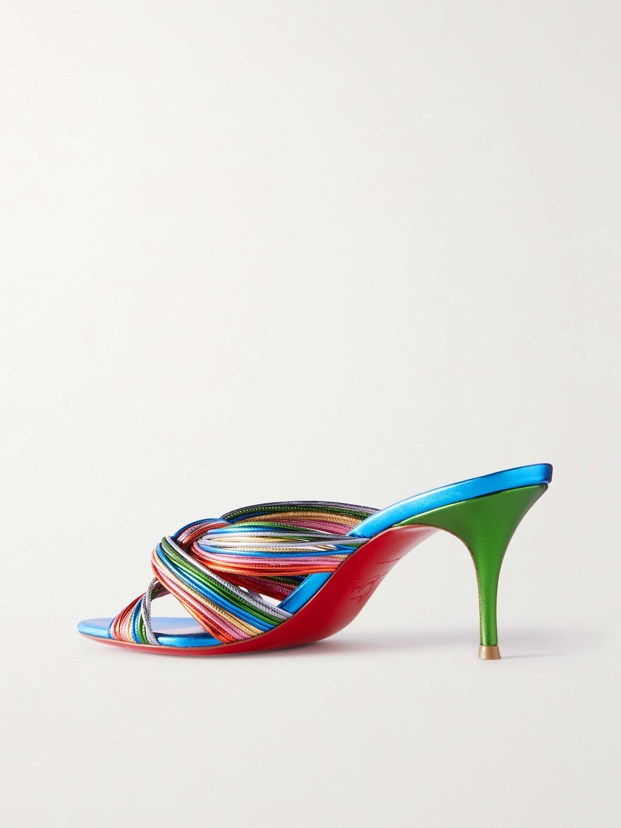 CHRISTIAN LOUBOUTIN حذاء ميول Multitaski من الجلد بلمعة معدنية وكعب 70 مم