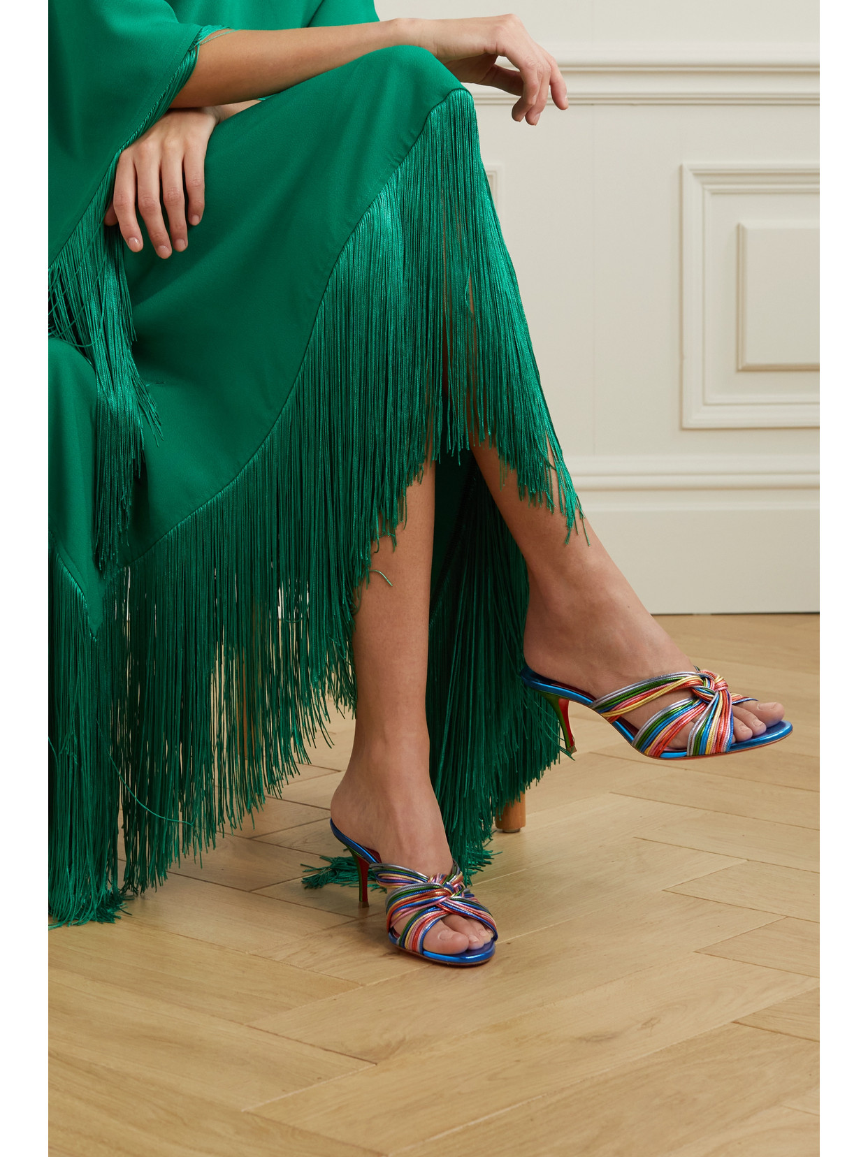 Christian Louboutin Multitaski 70 Slipper-mule In Multicolor Leather In Green