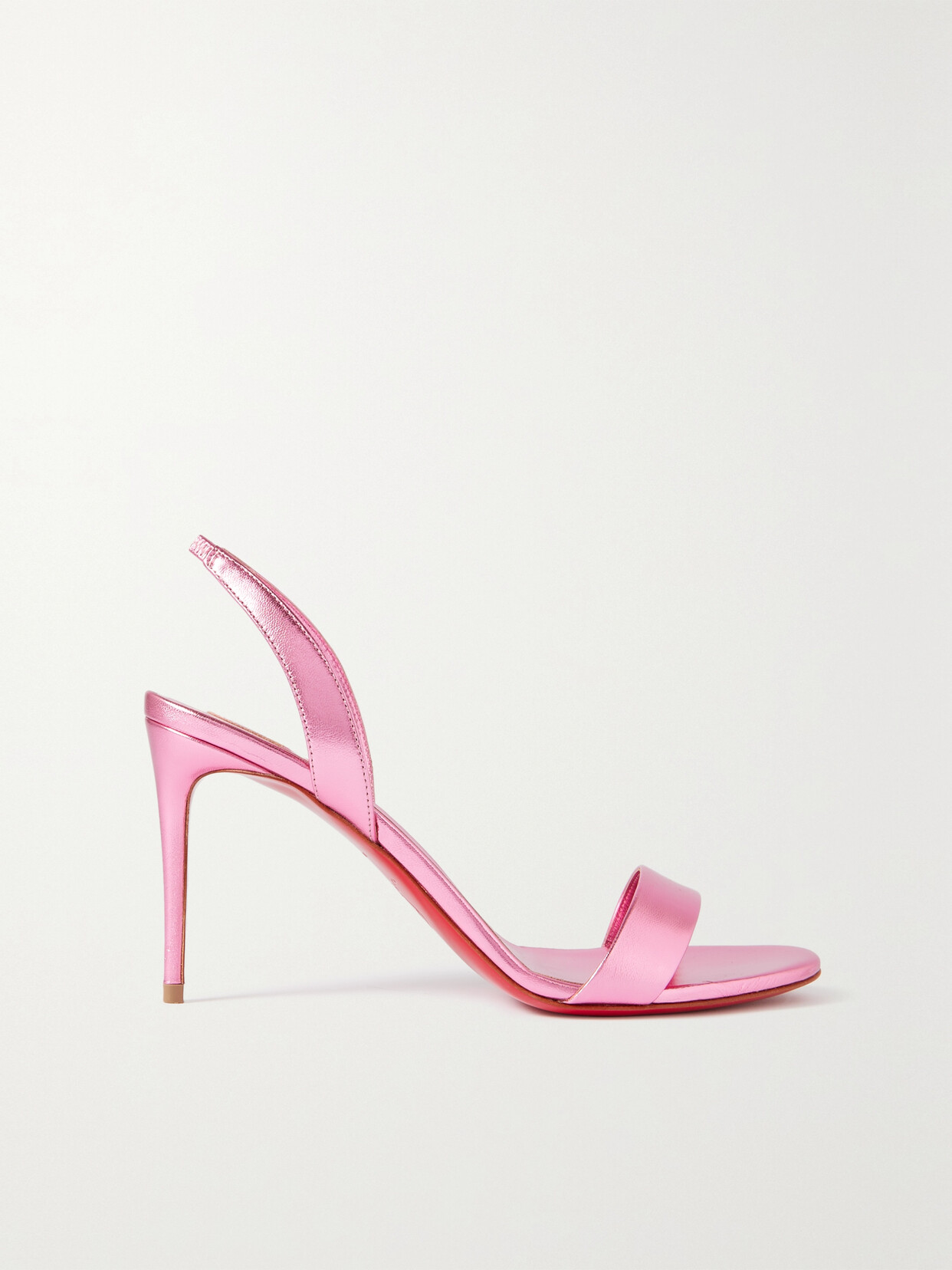 Christian Louboutin O Marylin 85 Metallic Leather Slingback Sandals - Pink