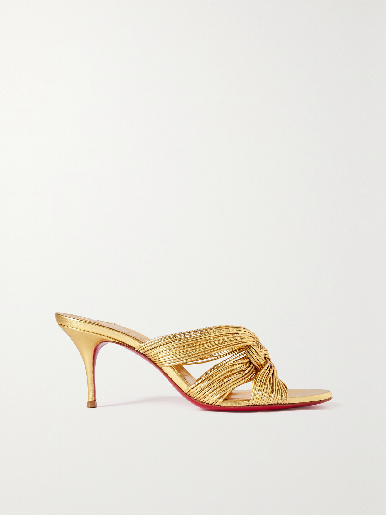 Christian Louboutin Multitaski 70 Laminated Leather Mules - Gold