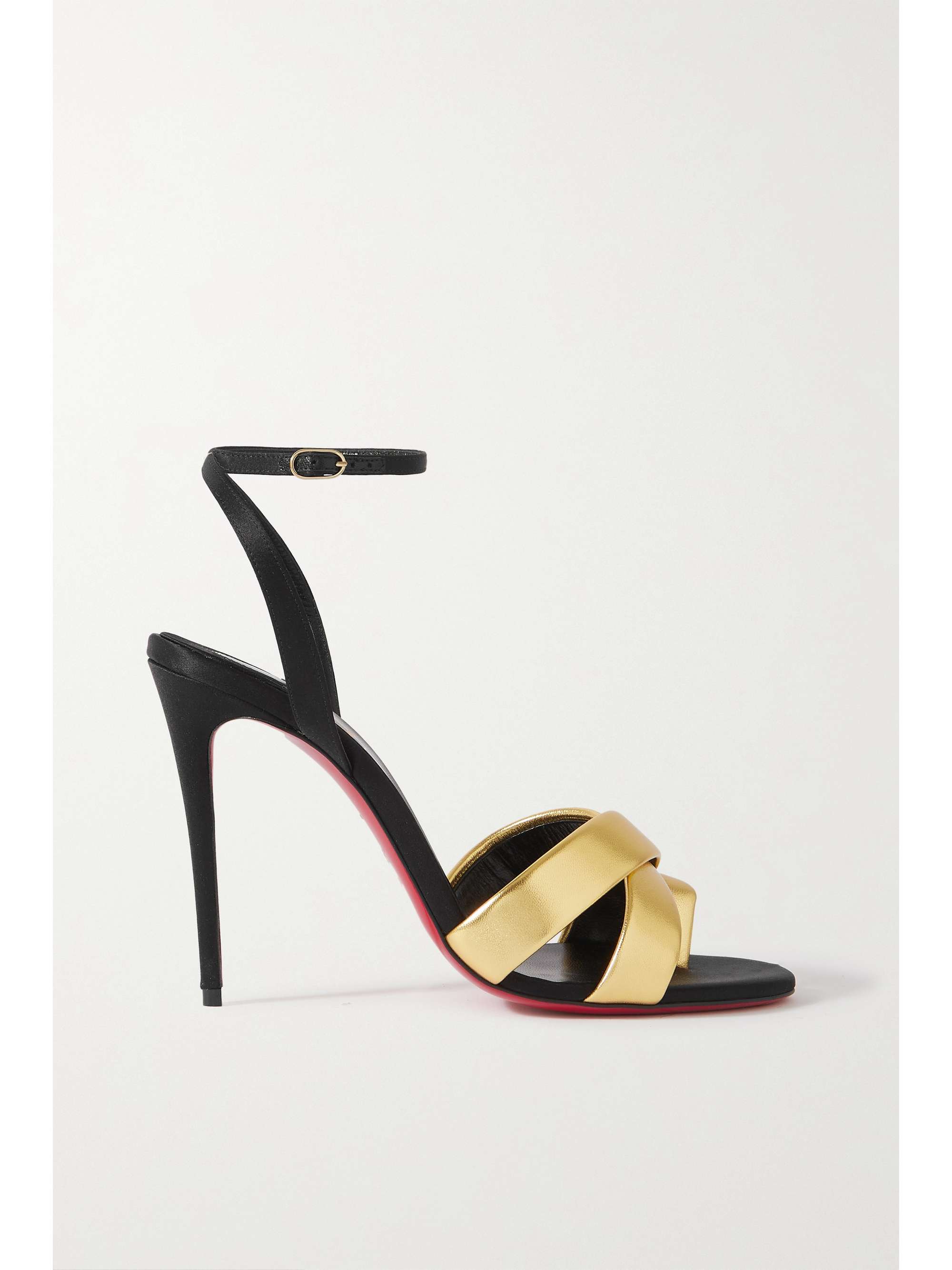 Christian Louboutin - Just Me 100 Metallic Leather Sandals - Black - IT35 - Net A Porter