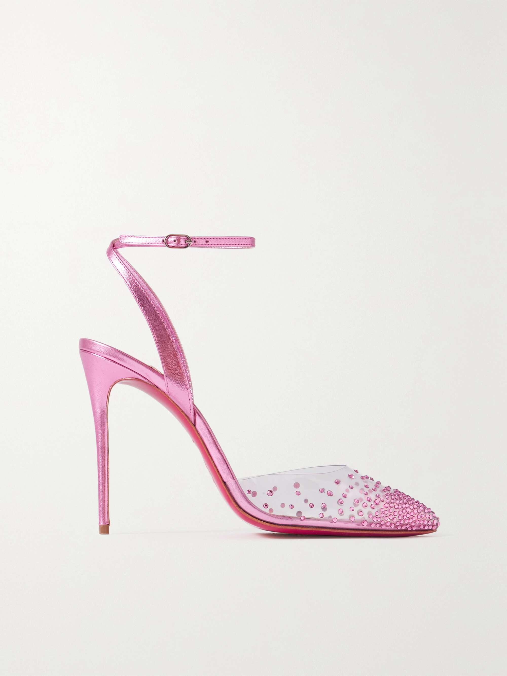 CHRISTIAN LOUBOUTIN Spikaqueen 100 PVC and metallic-leather pumps | NET-A-PORTER