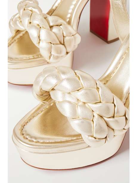Silver Movida Brio 130 braided metallic leather platform sandals | CHRISTIAN LOUBOUTIN | NET-A 