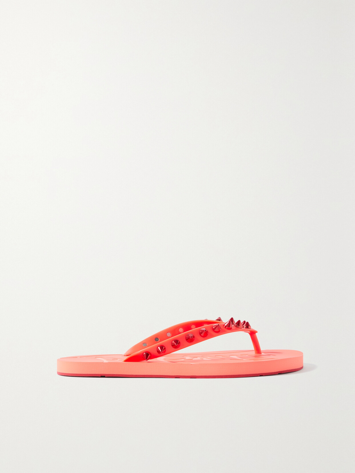 Christian Louboutin Loubi Flip Spiked Rubber Flip Flops In Orange