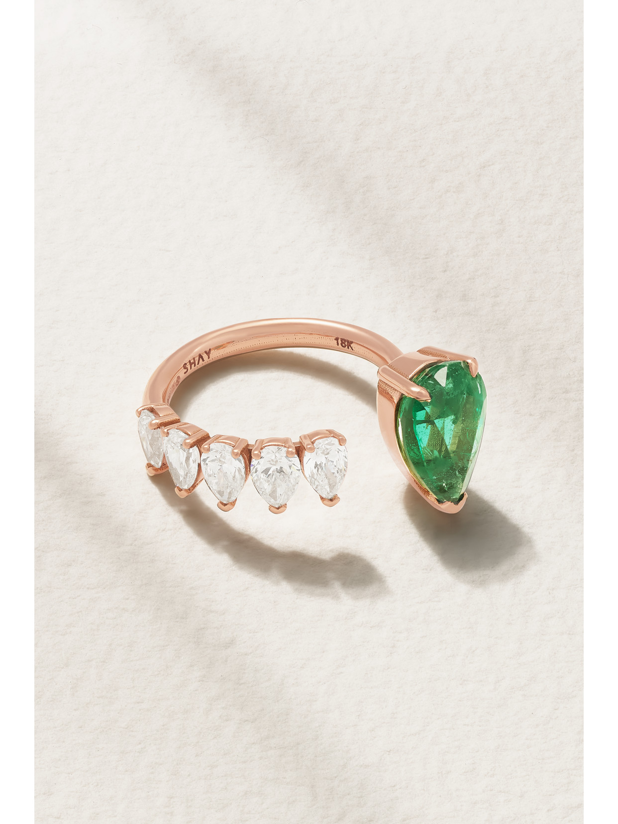 SHAY - 18-karat Rose Gold, Emerald And Diamond Ring - 6