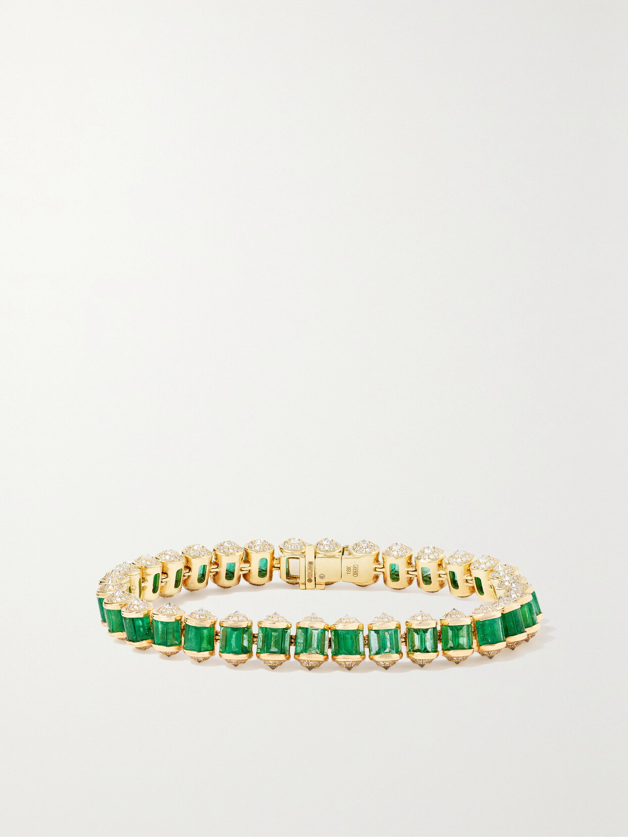 Shay 18-karat Gold, Emerald And Diamond Bracelet In Green