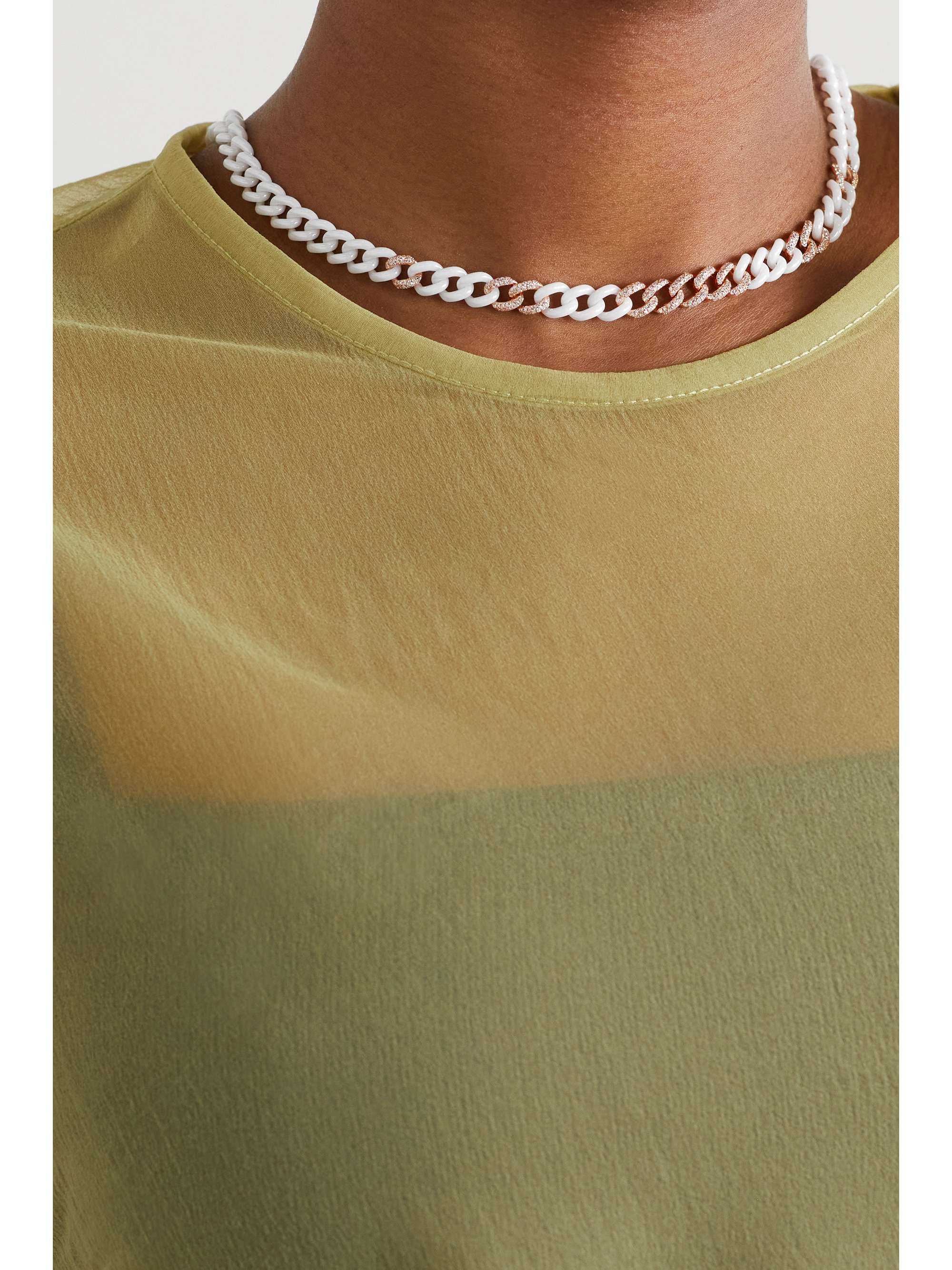 SHAY Ceramic, 18-karat rose gold and diamond necklace